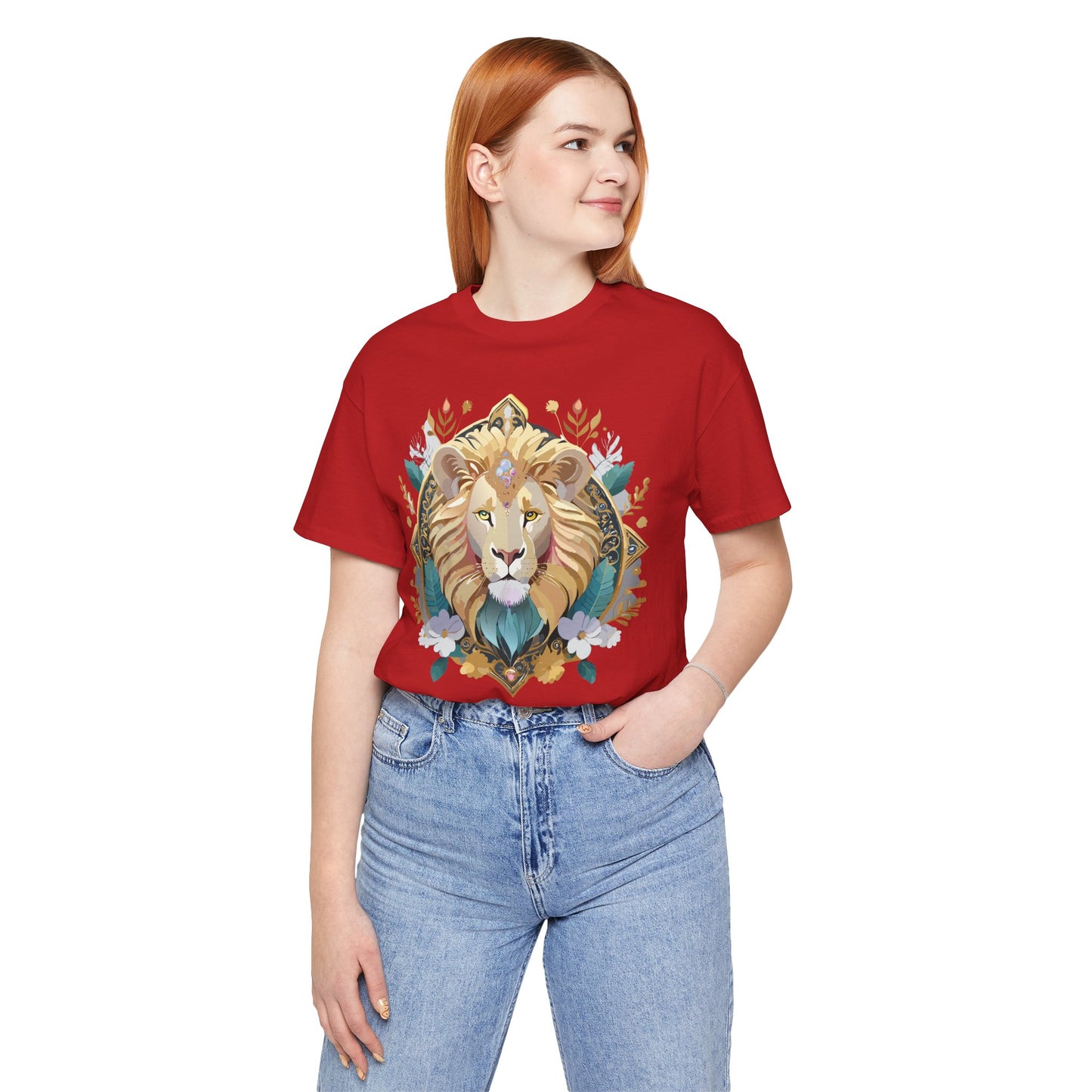 Unisex Lion Graphic Tee, Animal Shirt, Tee Shirt with Lion, Medallion T-Shirt, Animal Medallion Tees 2