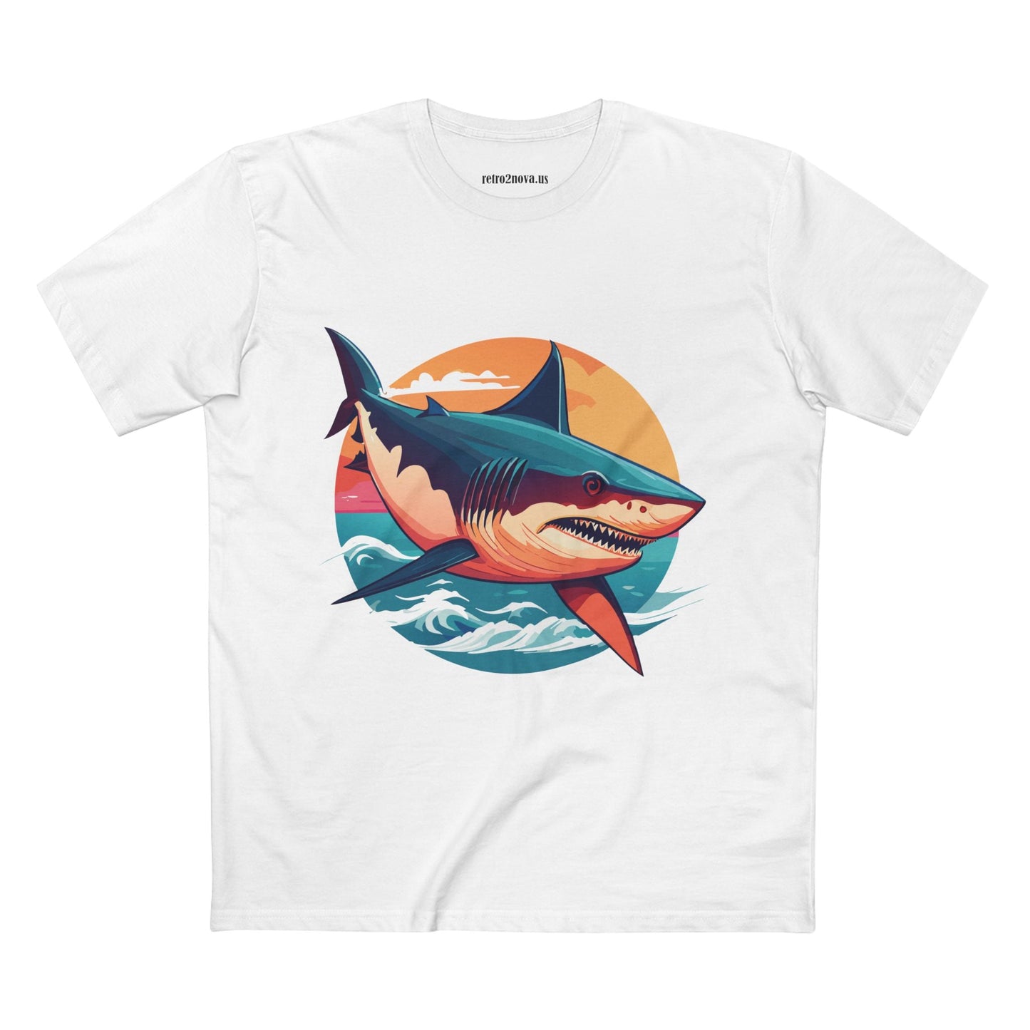Shark Animal Shirt Unisex Premium Cotton Tee With Original Art Design by Retro2Nova Art Collection Series