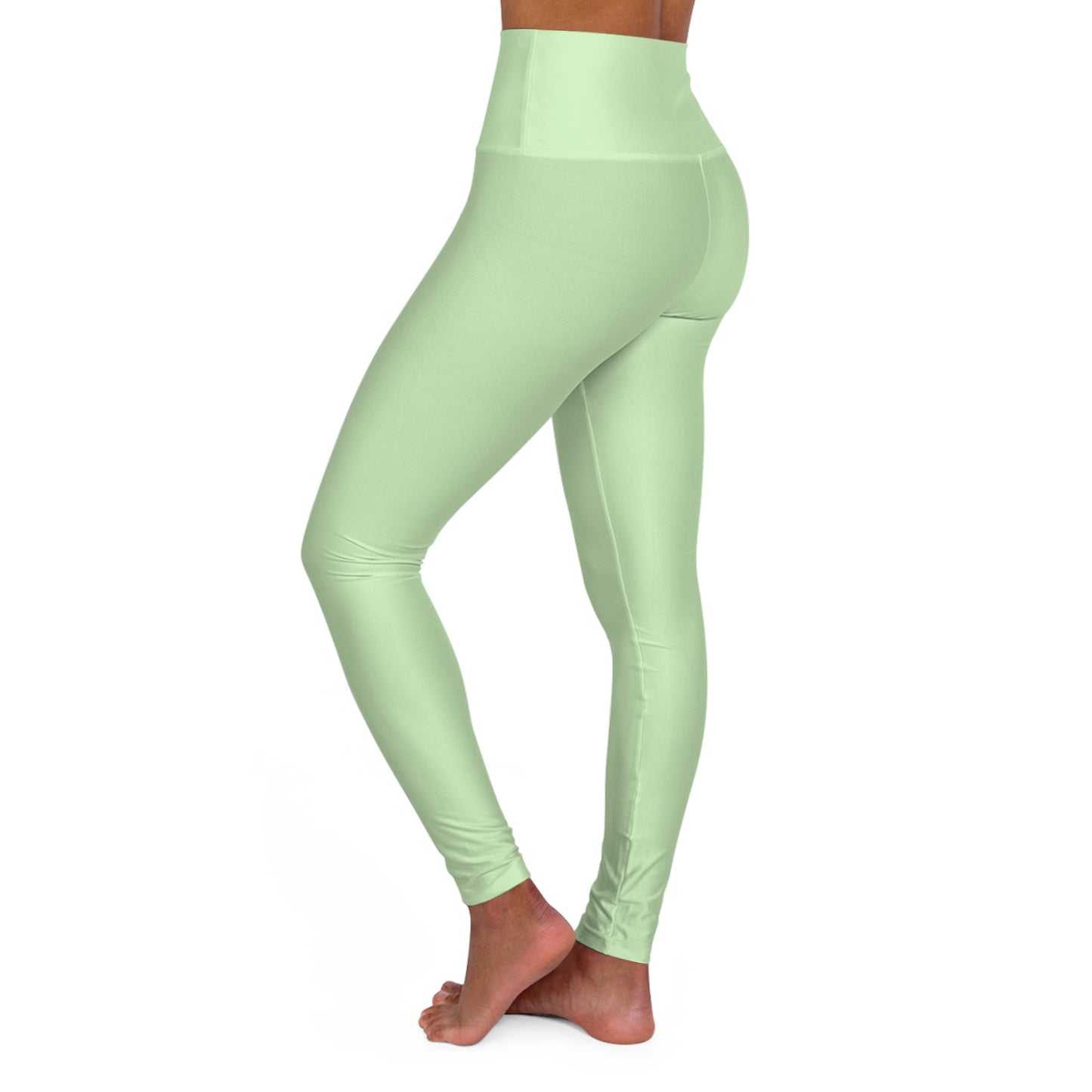 Tea Green Color High-Waist Yoga Leggings Women's Seamless Poly-Span Stretchy Pants XS-2XL
