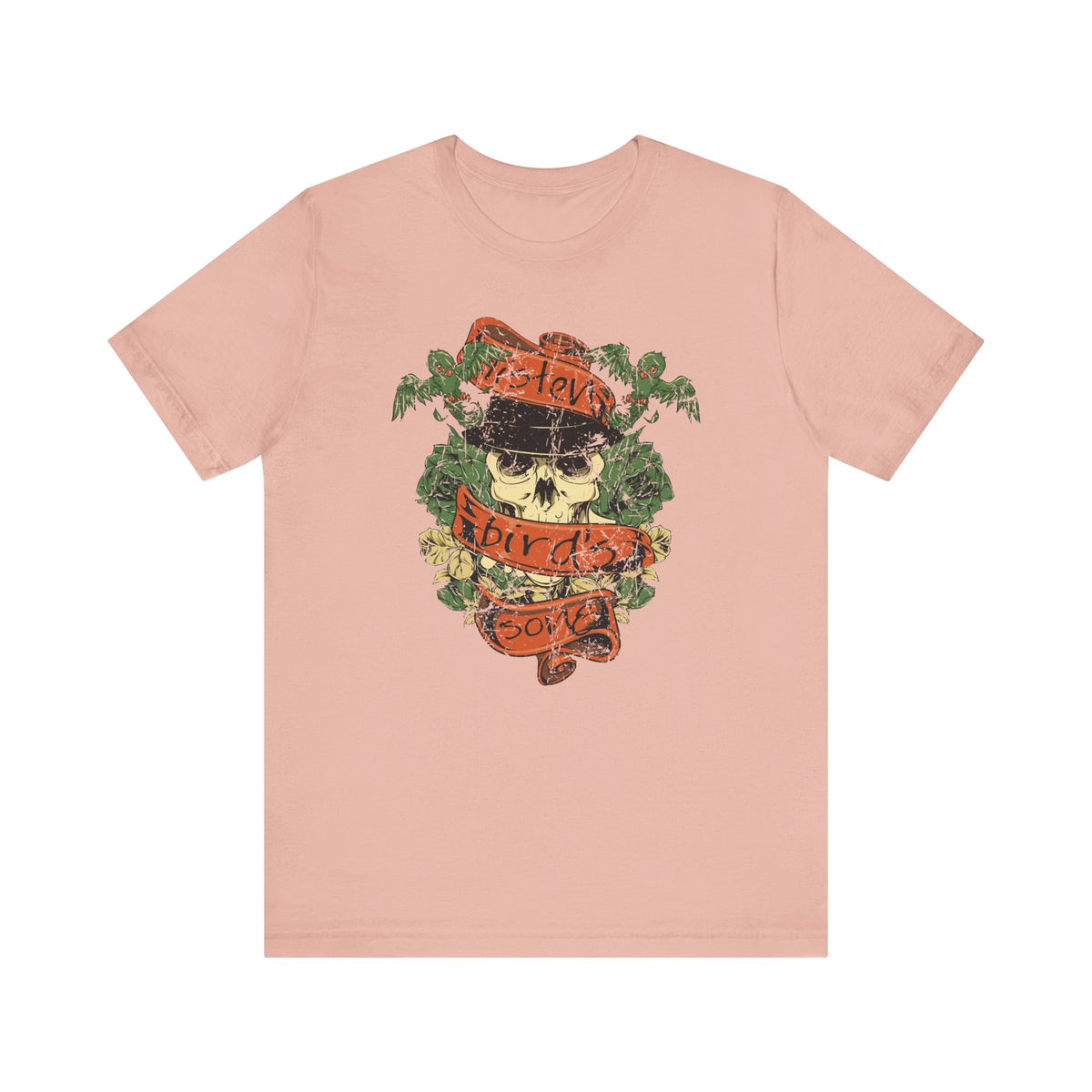 Skull with Bandana Tee Floral Vines Tattoo Style Graphic Unisex Cotton Shirt Art-38