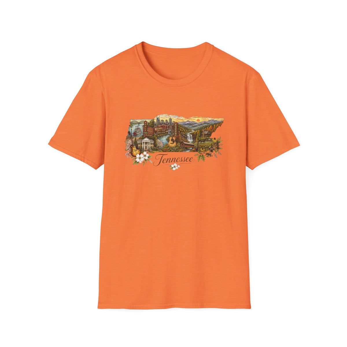 Tennessee Vintage State Map Graphic Design Unisex 100 Cotton Gildan T-Shirt
