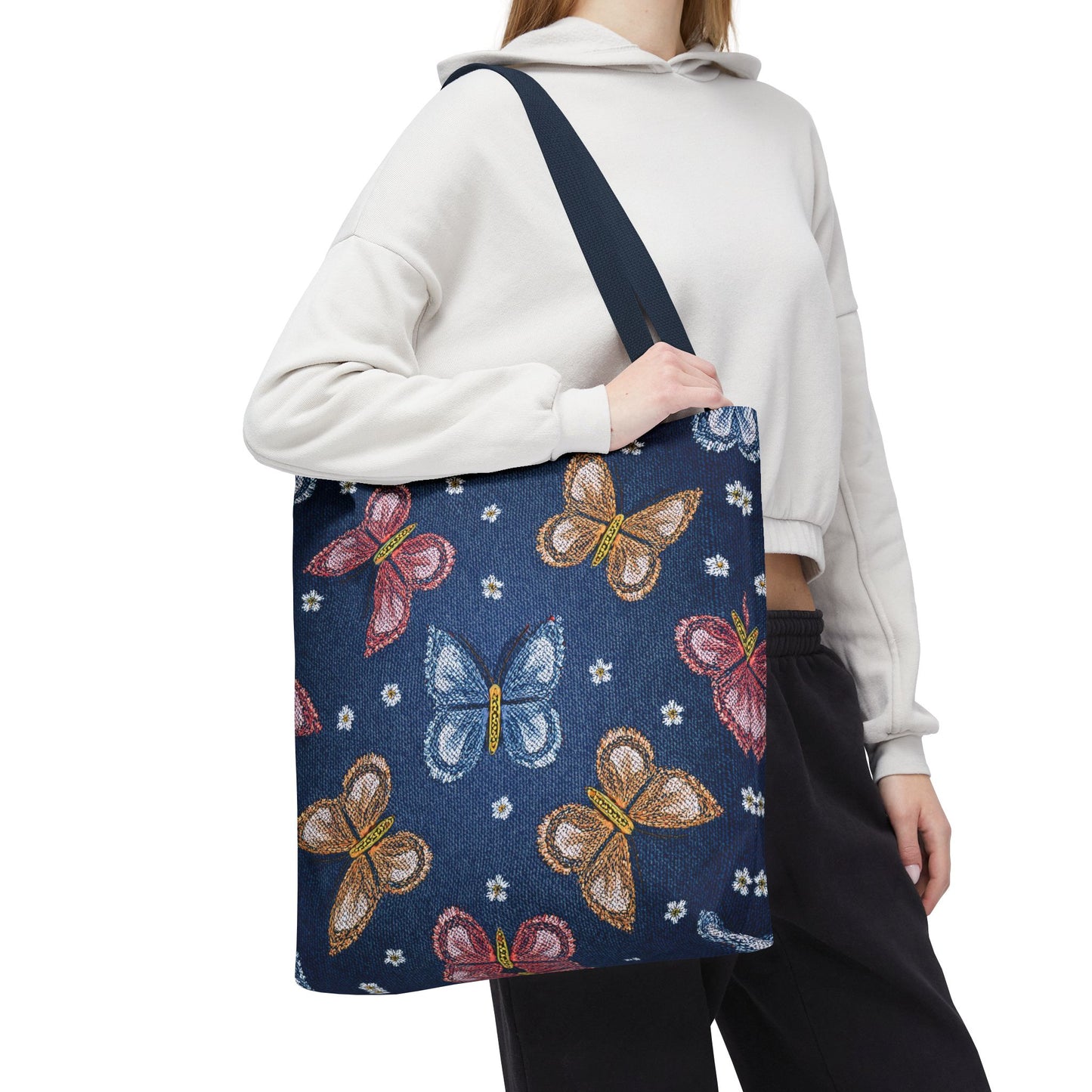 Denim Fabric Imitation Print Unisex Canvas Bag Poly Spun 3 Sizes Tote Bag 171