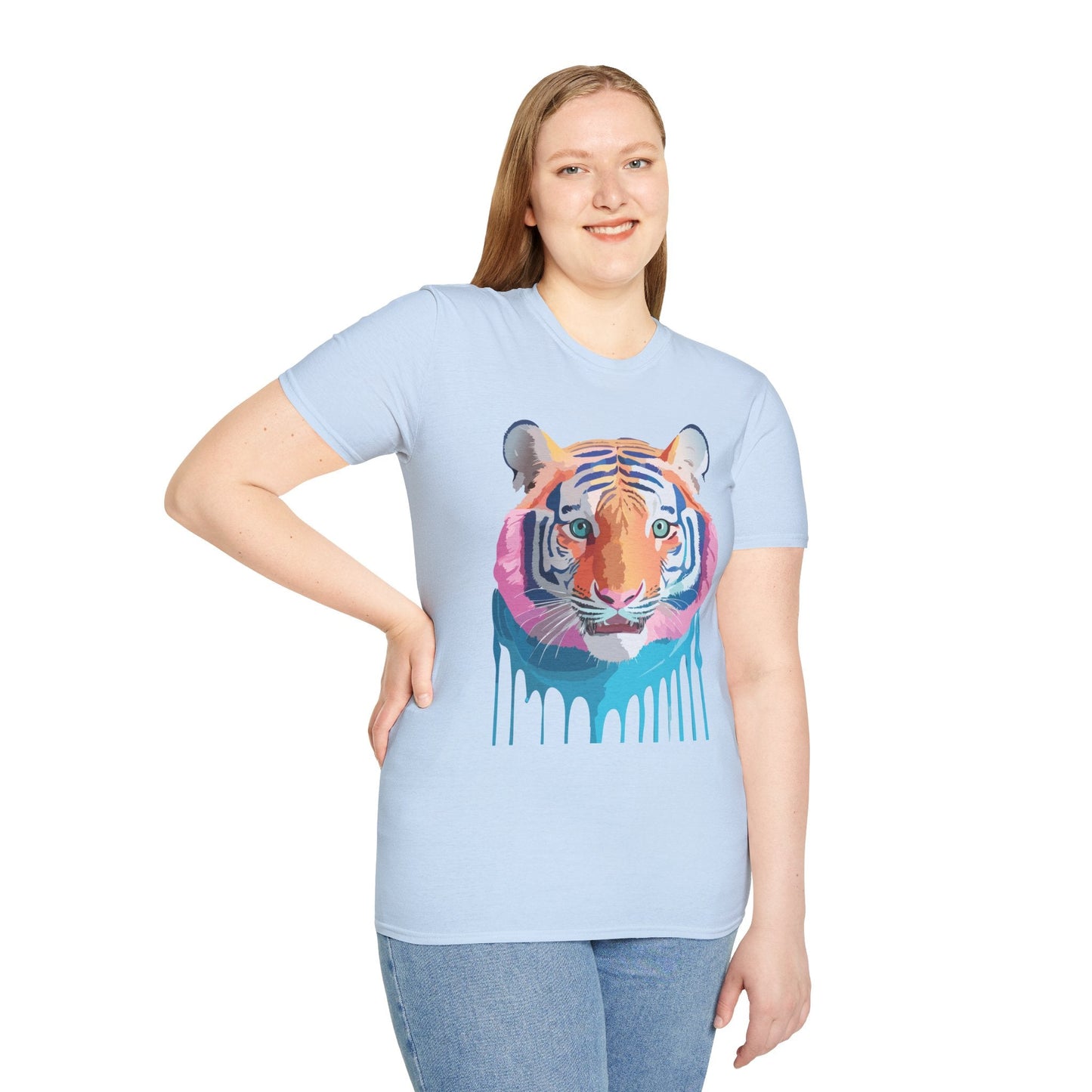 Tiger Print Unisex Softstyle Breathable Cotton Tee 64000 Gildan Shirt