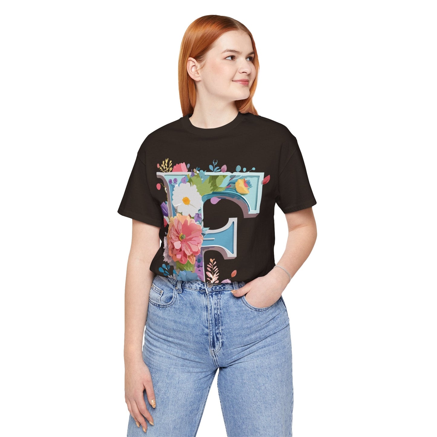 Letter F Shirt Graphic Tee Unisex Adelpha Vintage Inspired Art Design Short Sleeve