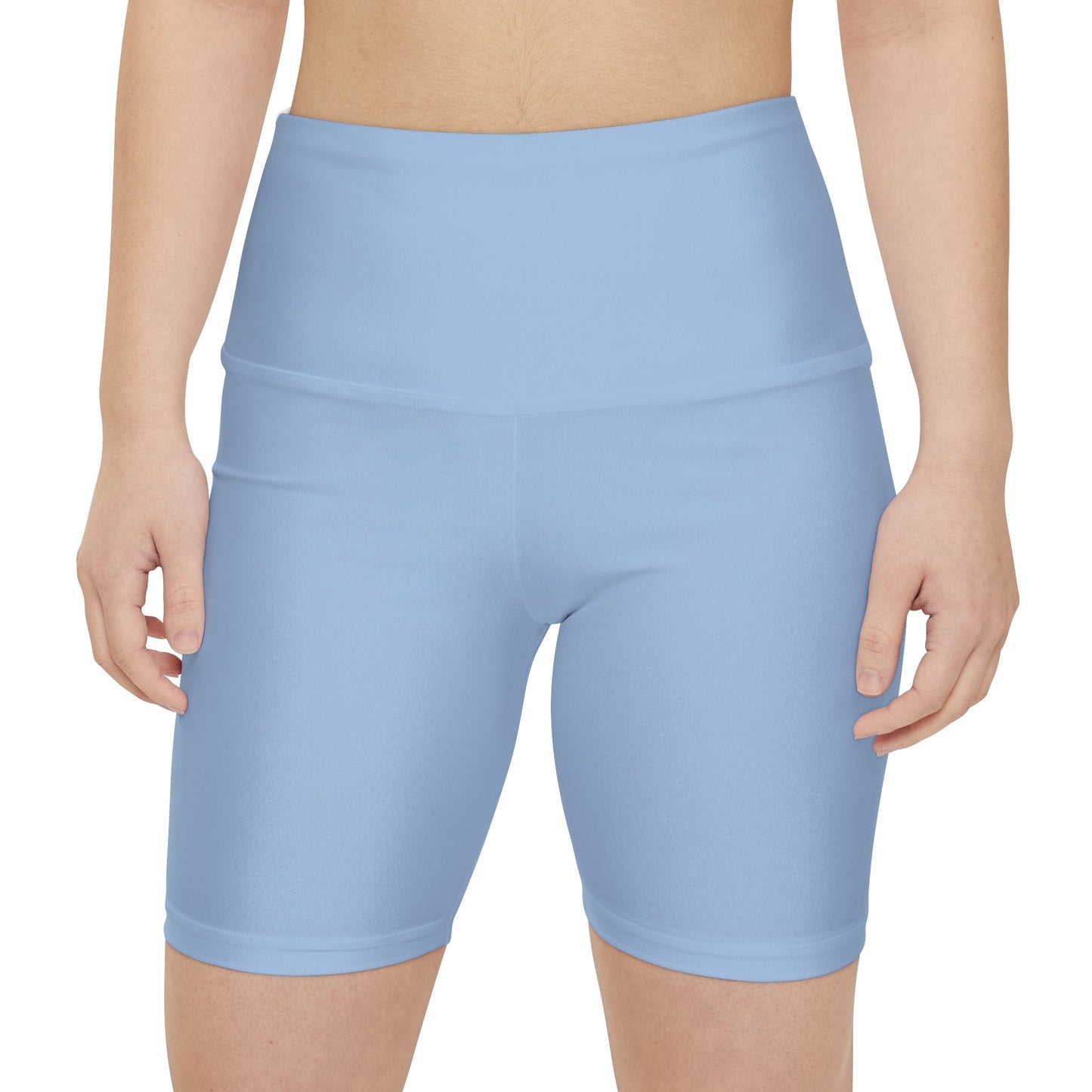 Hope Blue Women's Workout Shorts — Solid High-Waist Biker Shorts for Exercise & Everyday Wear