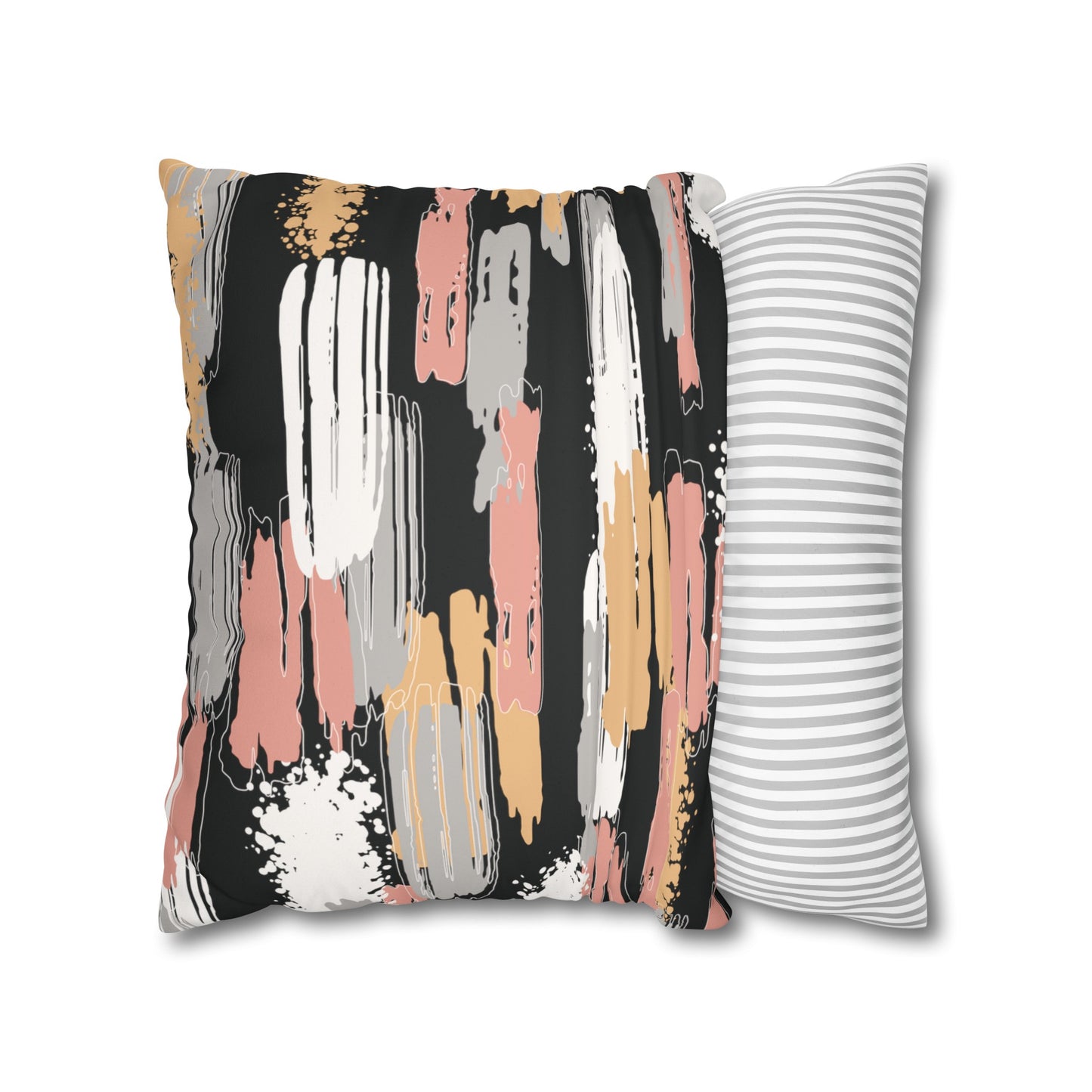 Faux Suede Pillowcase with Abstract print