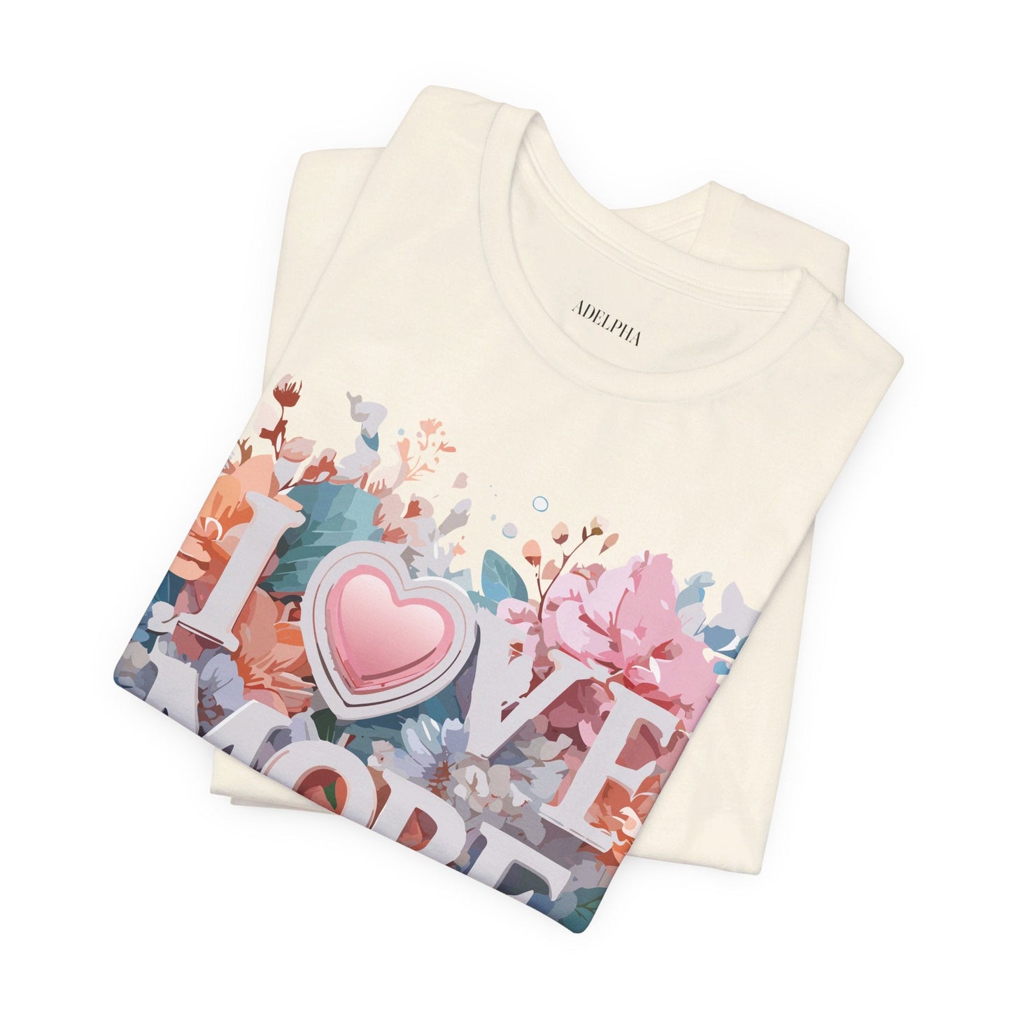 Valentine Day Graphic Unisex 100 Cotton Vintage Artwork with Love and Flower Design Tee 17