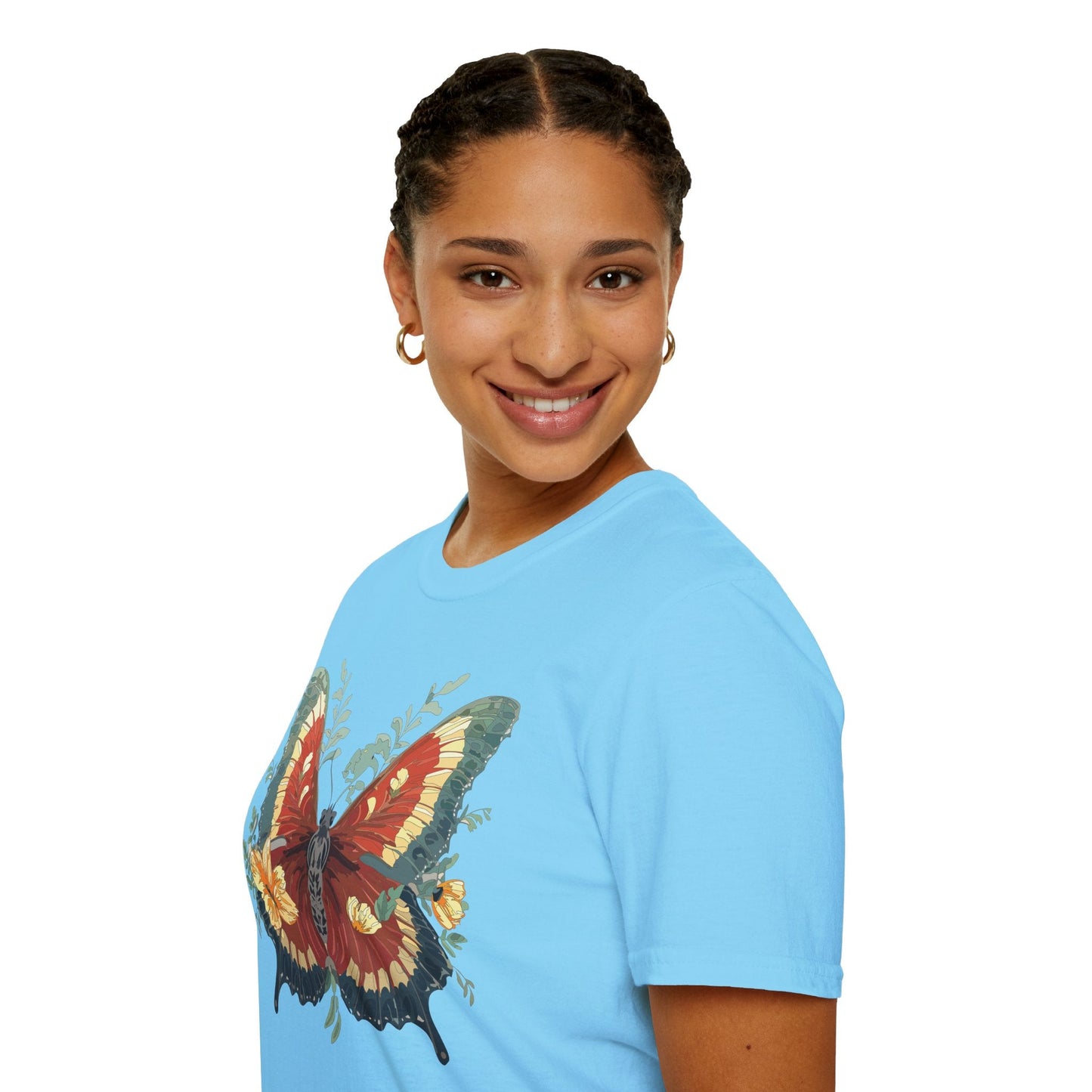 Butterfly T Shirt Unisex Gildan Softstyle 64000 Comfort Monarch Design 100 Percent Cotton