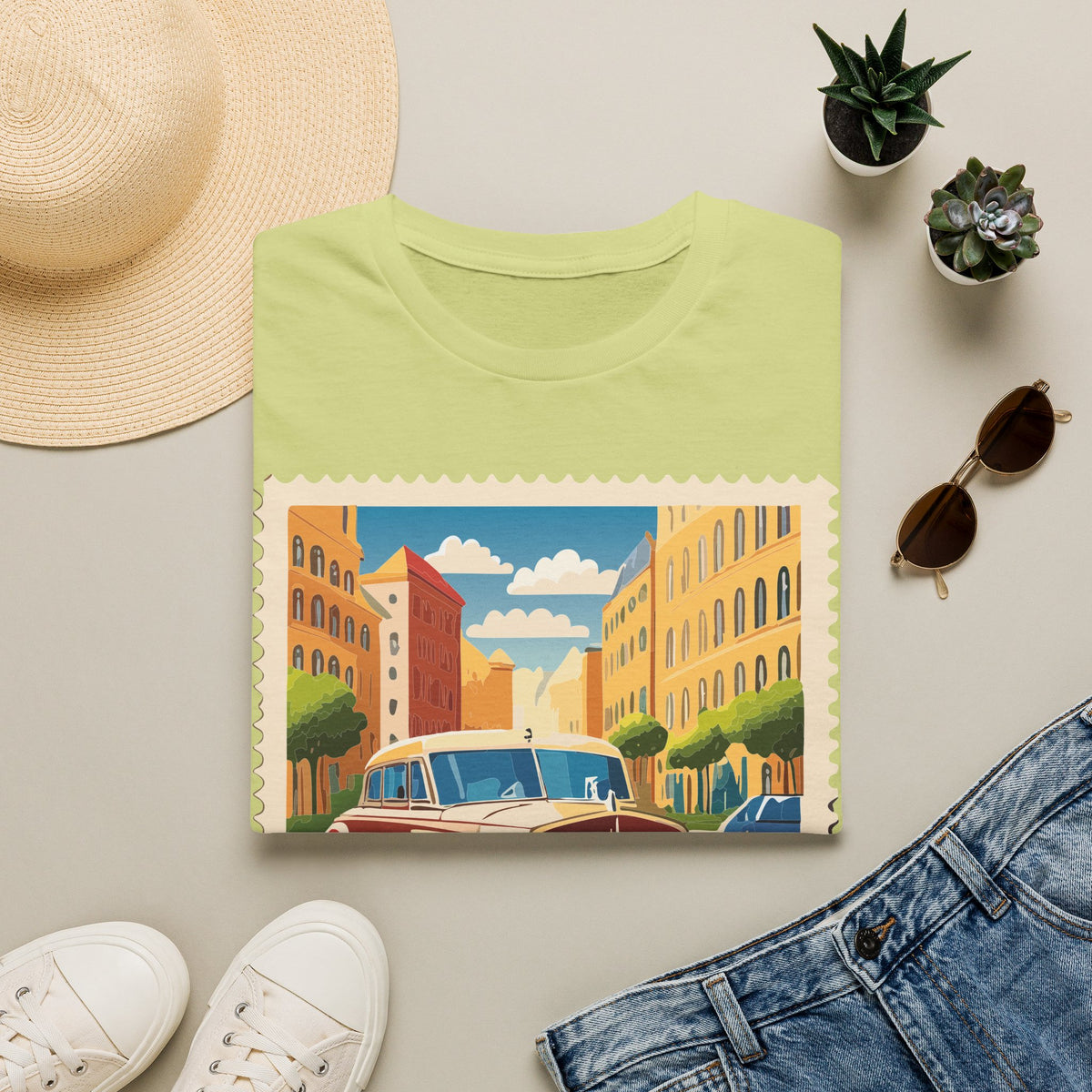 Vintage Convertible Car illustration T-Shirt | Retro City Street