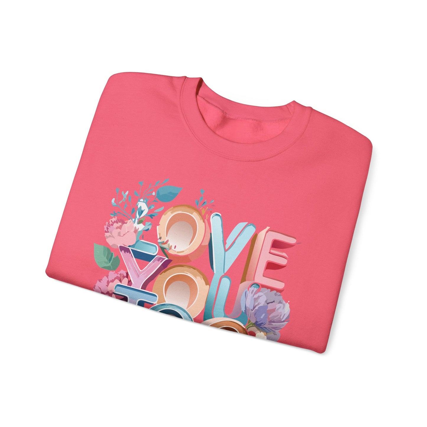 Floral Love Sweatshirt Valentines Day Unisex Crewneck Gildan 18000 Heavy Blend Warm