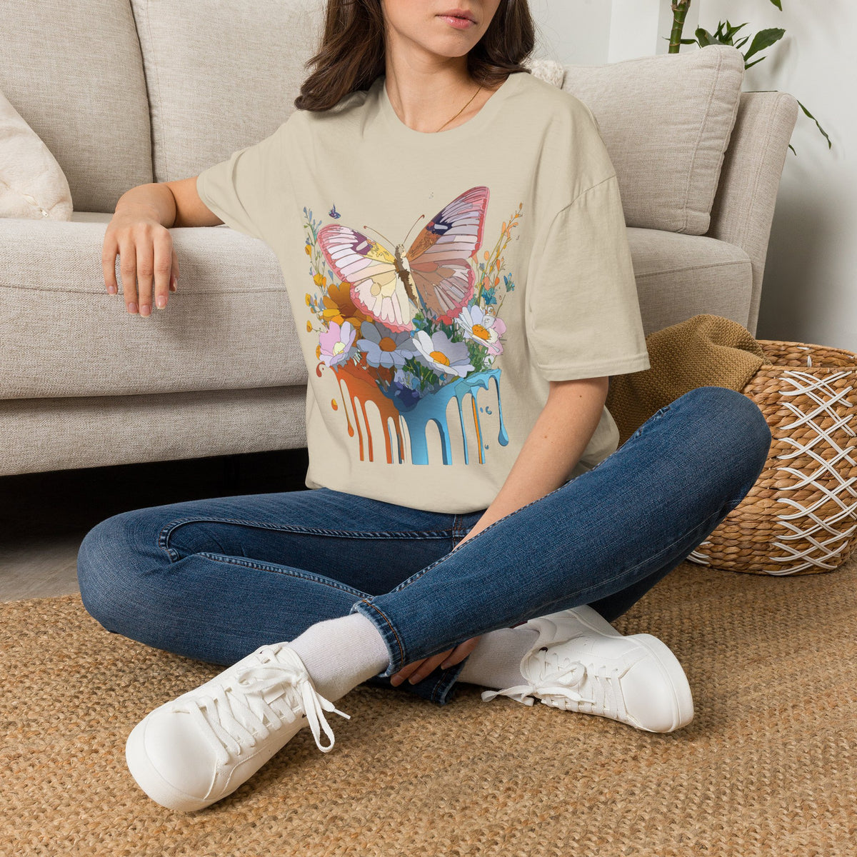 Butterfly Floral Drip Graphic Tee Unisex 100 Cotton Gildan T-Shirt