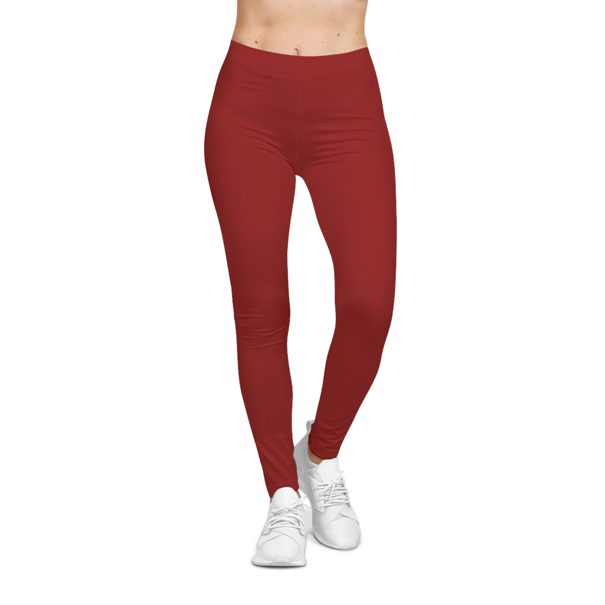 Oxblood Red Color Women's Poly-Span Casual Leggings XS-2XL