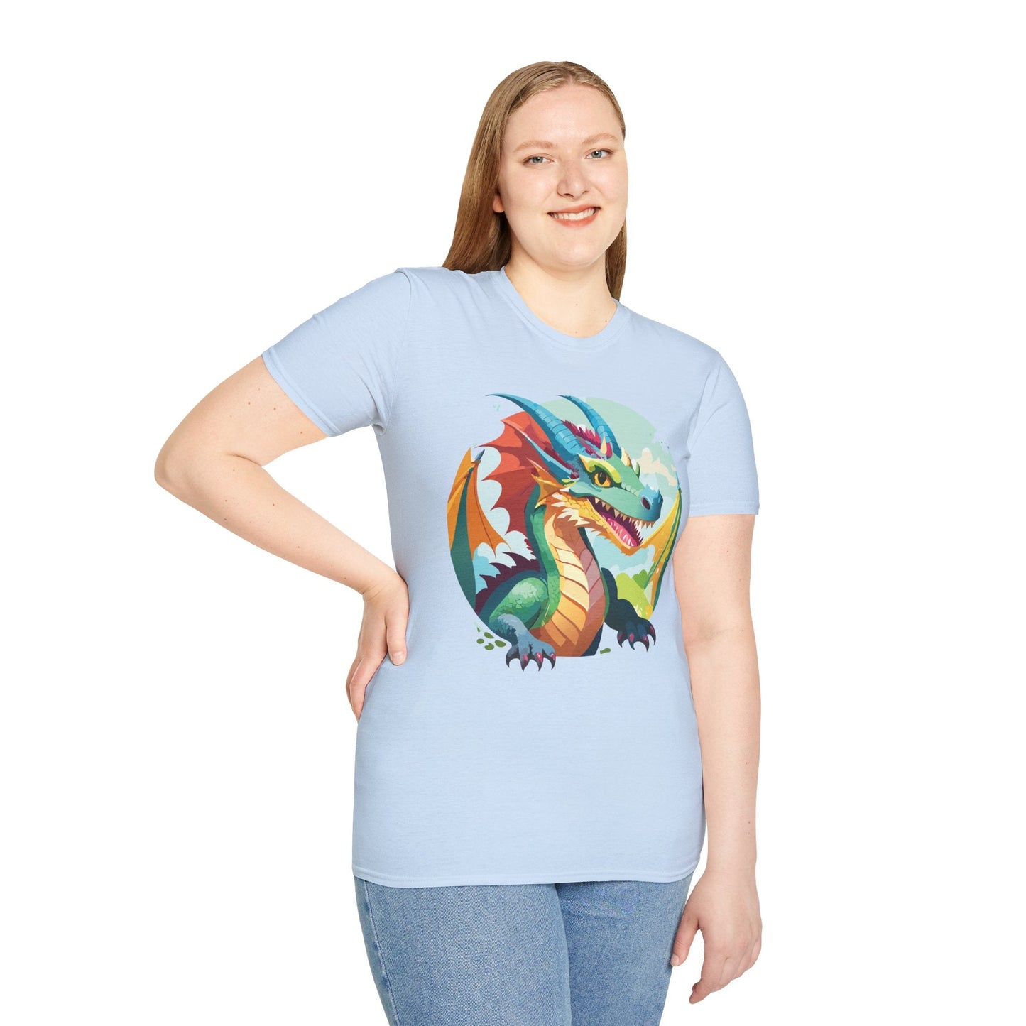 Unisex Dragon Graphic Tee By Gildan Softstyle 64000 Short Sleeve Cotton Tee Art Design