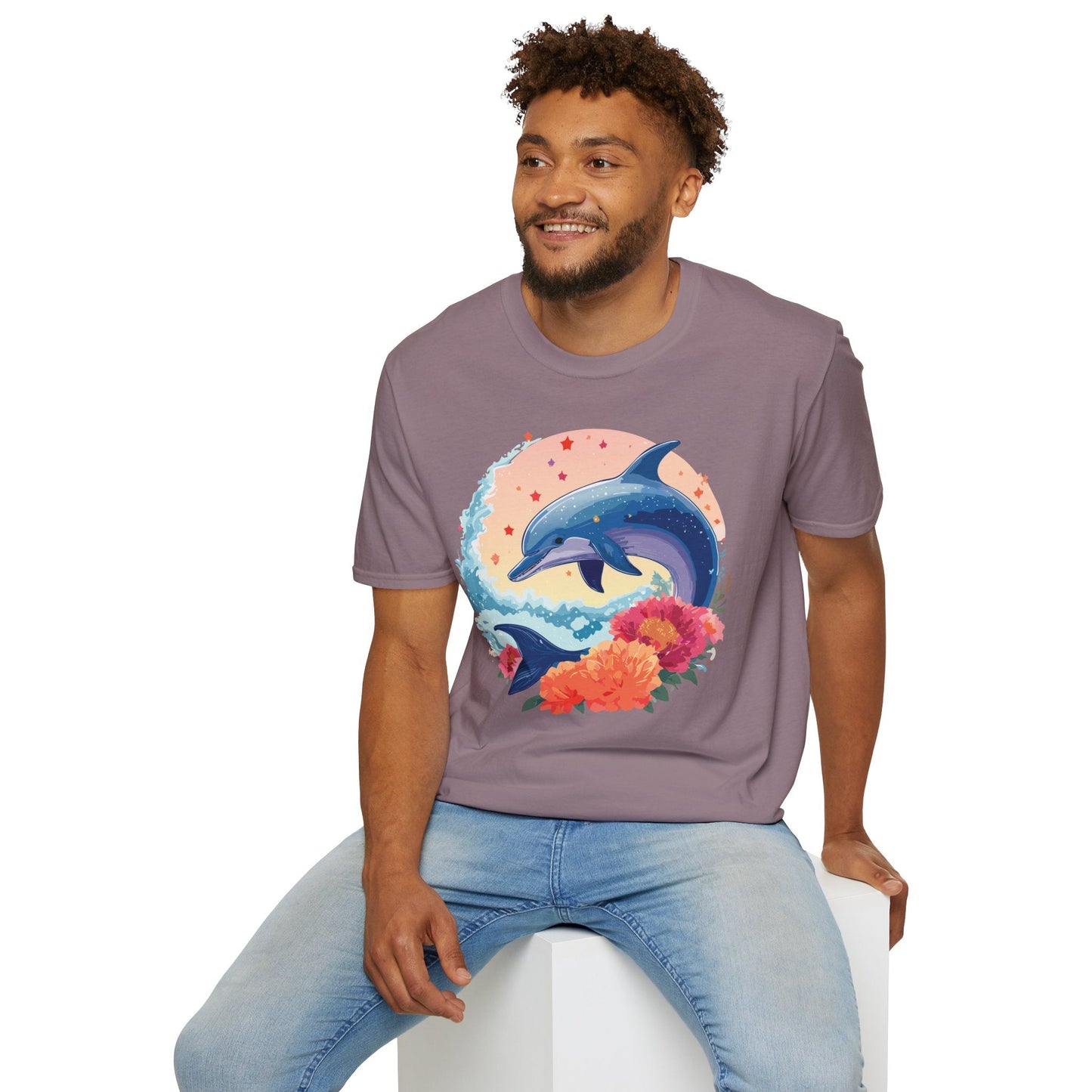 Dolphin Shirts Unisex Tee 100 Percent Ring Spun Cotton Gildan Softstyle 64000 For Everyday Comfort