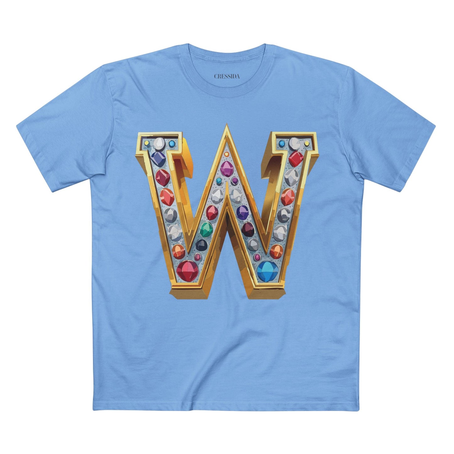 Letter W Graphic Design Tee Unisex 100 Cotton With Antique Gold Letters Artwork T-Shirt