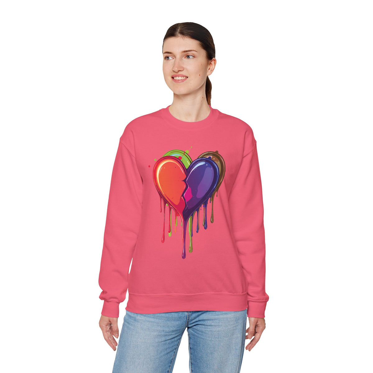 Double Bleeding Heart Sweatshirt, Big Heart Sweatshirt, Love Sweatshirt, Valentine's Day Sweatshirt, Heart Sweatshirt 119