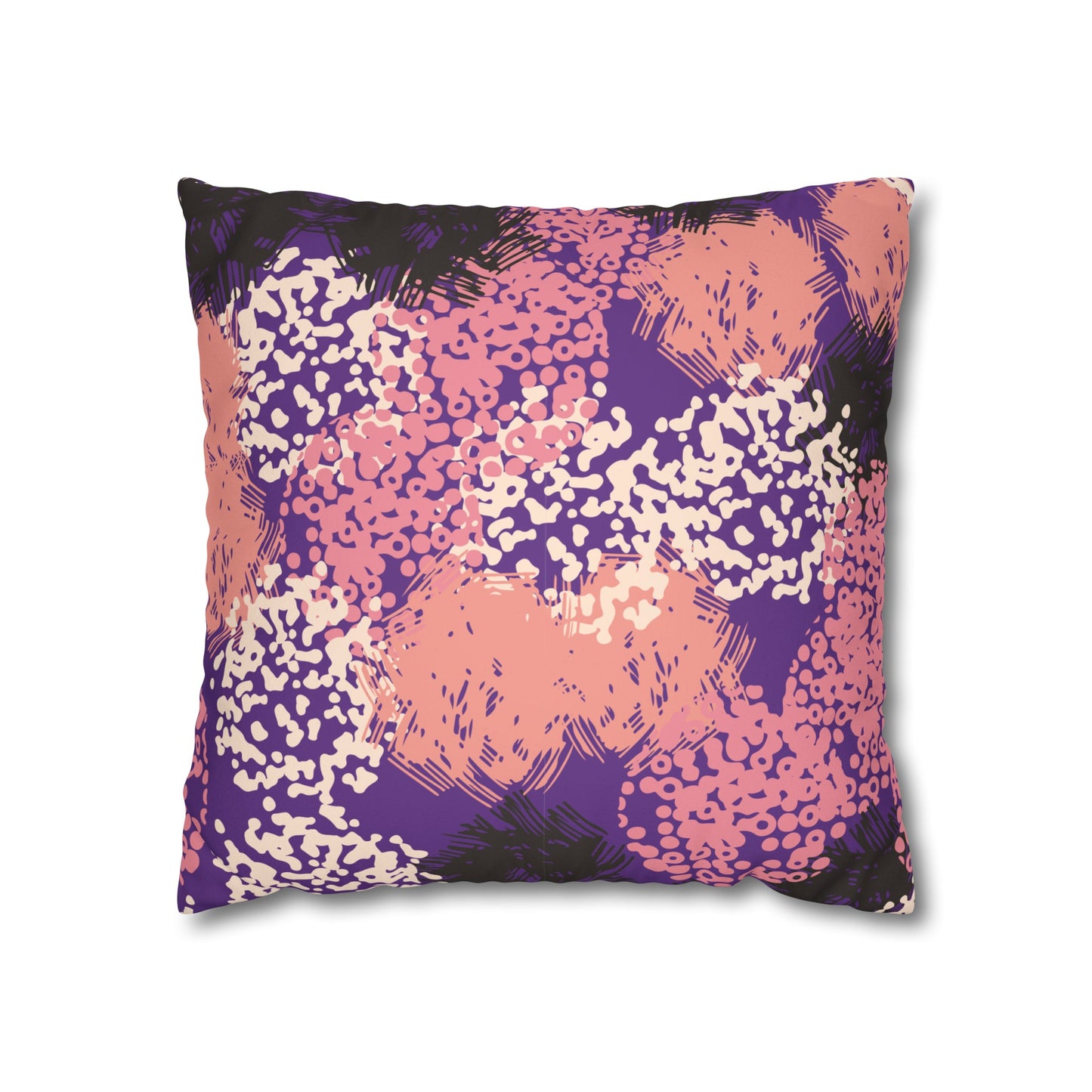 Faux Suede Pillowcase with Abstract print