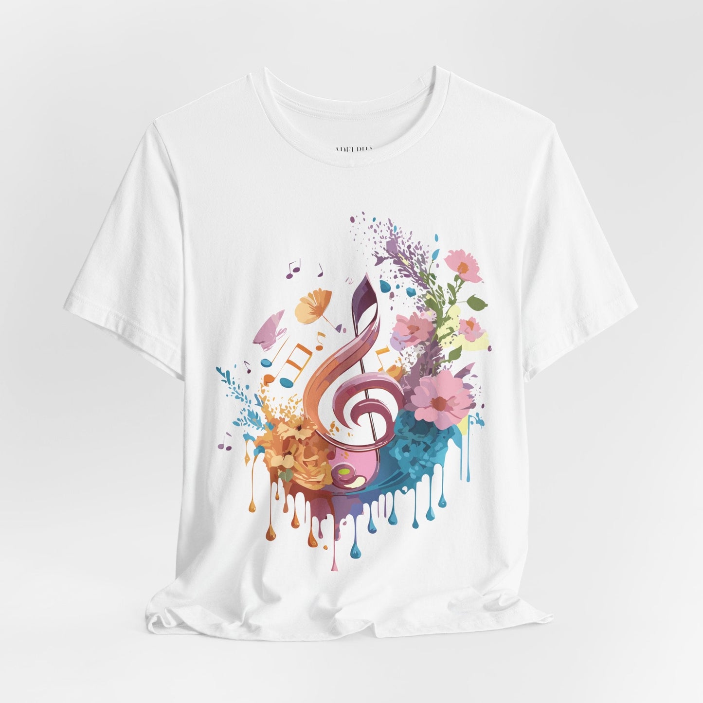 Music Graphic Unisex 100 Cotton Vintage Art with Musical Elements Tee 115