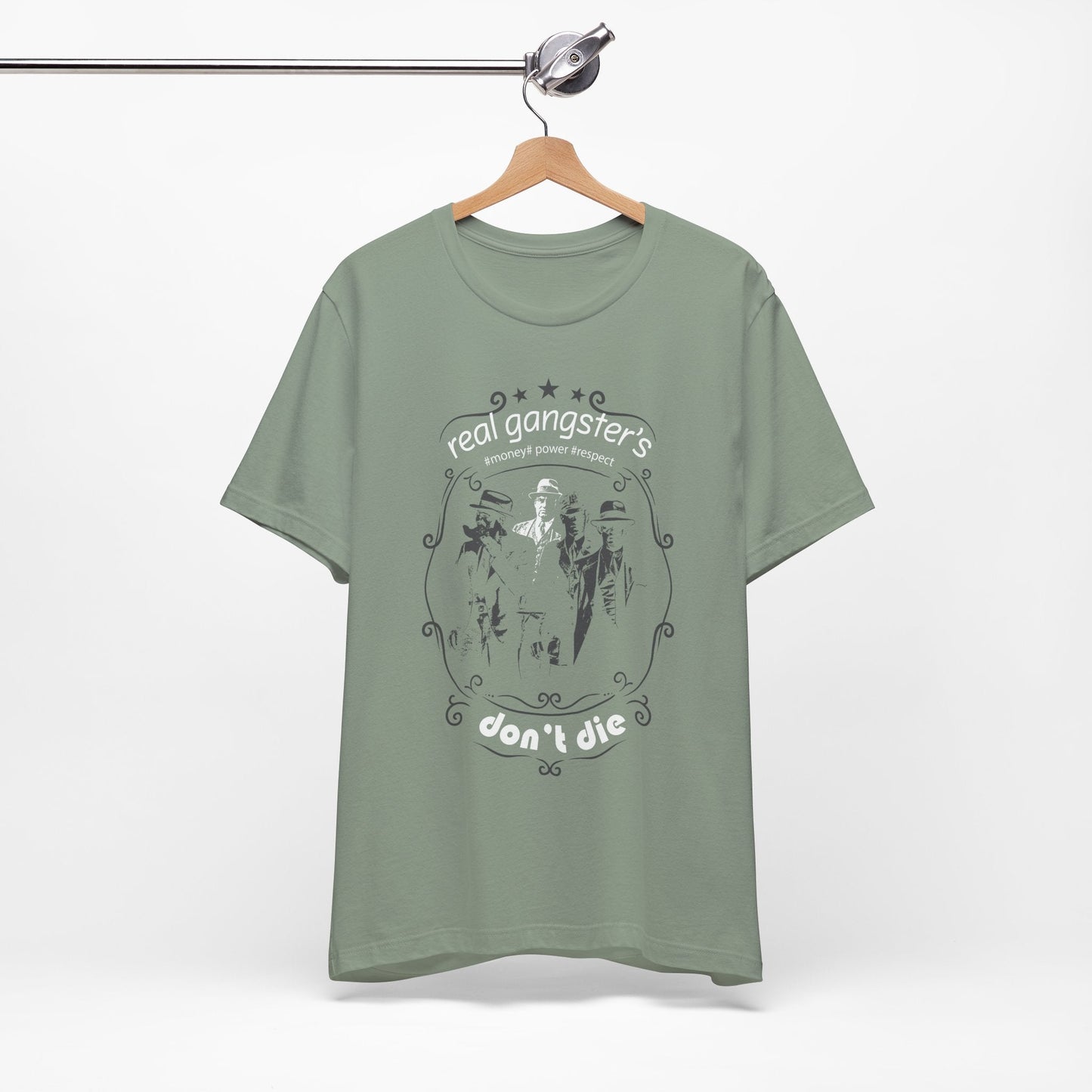 Real Gangsters Don't Die T-Shirt Vintage Outlaw Illustration Retro Biker Tee A-3