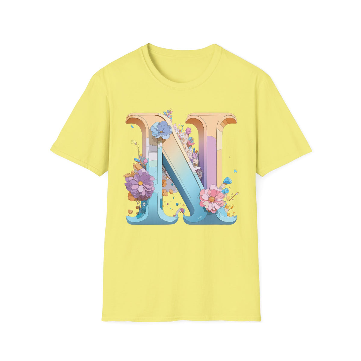 Floral Letter N T-Shirt | Botanical Monogram Tee