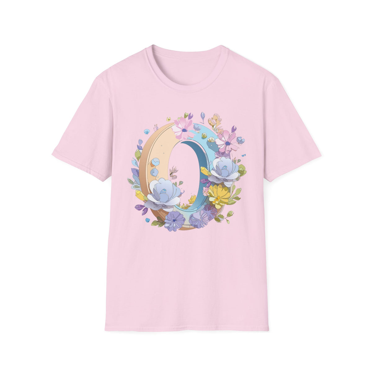 Floral Letter O Shirt | Monogram Initial O Tee, Pastel Flower Alphabet