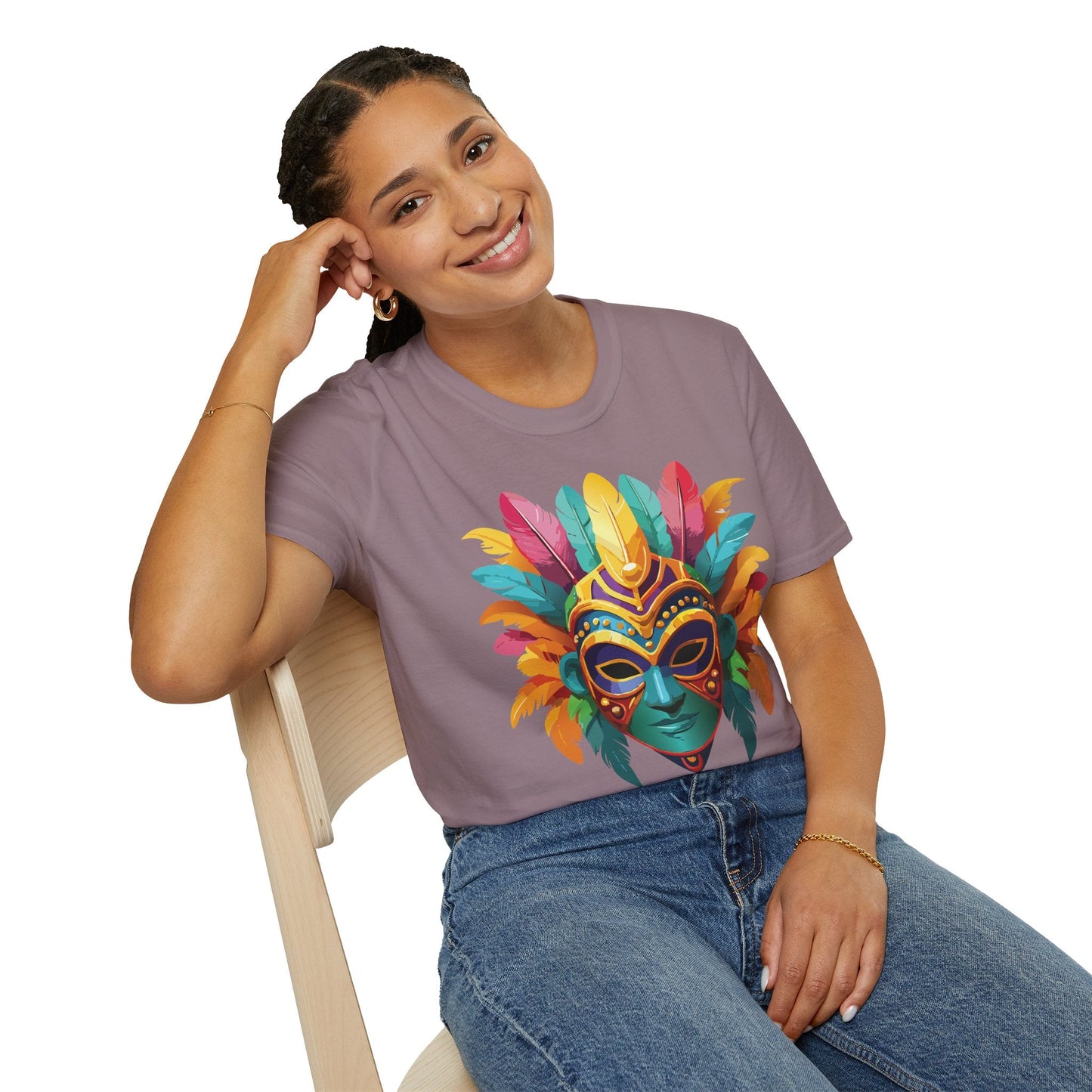 Mask Tee Shirt Unisex Masquerade Design Gildan Softstyle 64000 100 Percent Ring Spun Cotton Tee