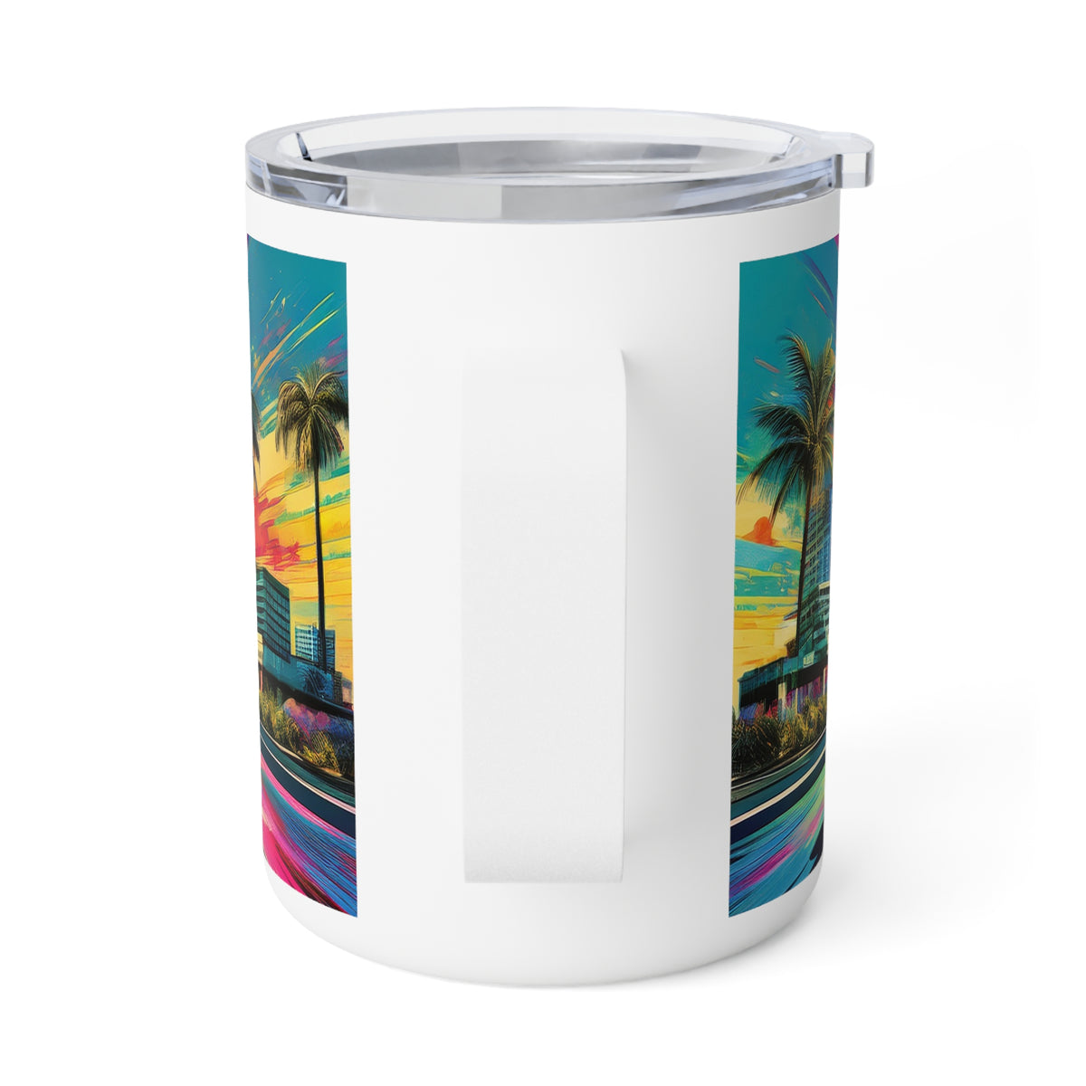 32 Art Design Insulated Coffee Mug Clear Lid 10oz Insulated Coffee Mug 10oz
