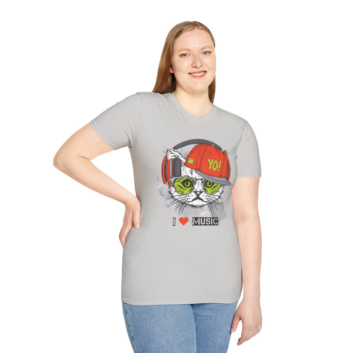 I Love Music Animals Shirt With Headphones Unisex Softstyle Tee Gildan 64000 Cotton Comfort