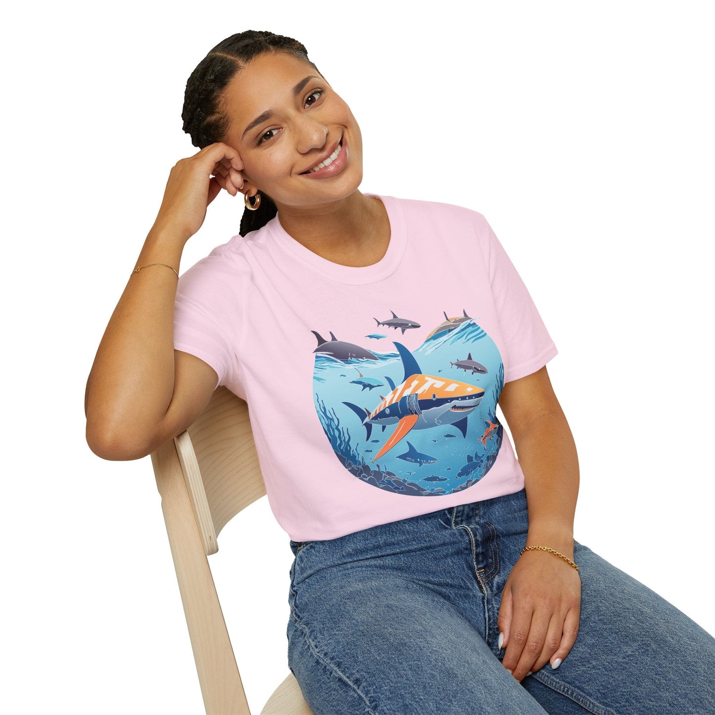 Ocean Tee Shirt Unisex Softstyle Gildan 64000 100 Percent Ring Spun Cotton Breathable U Boat Design