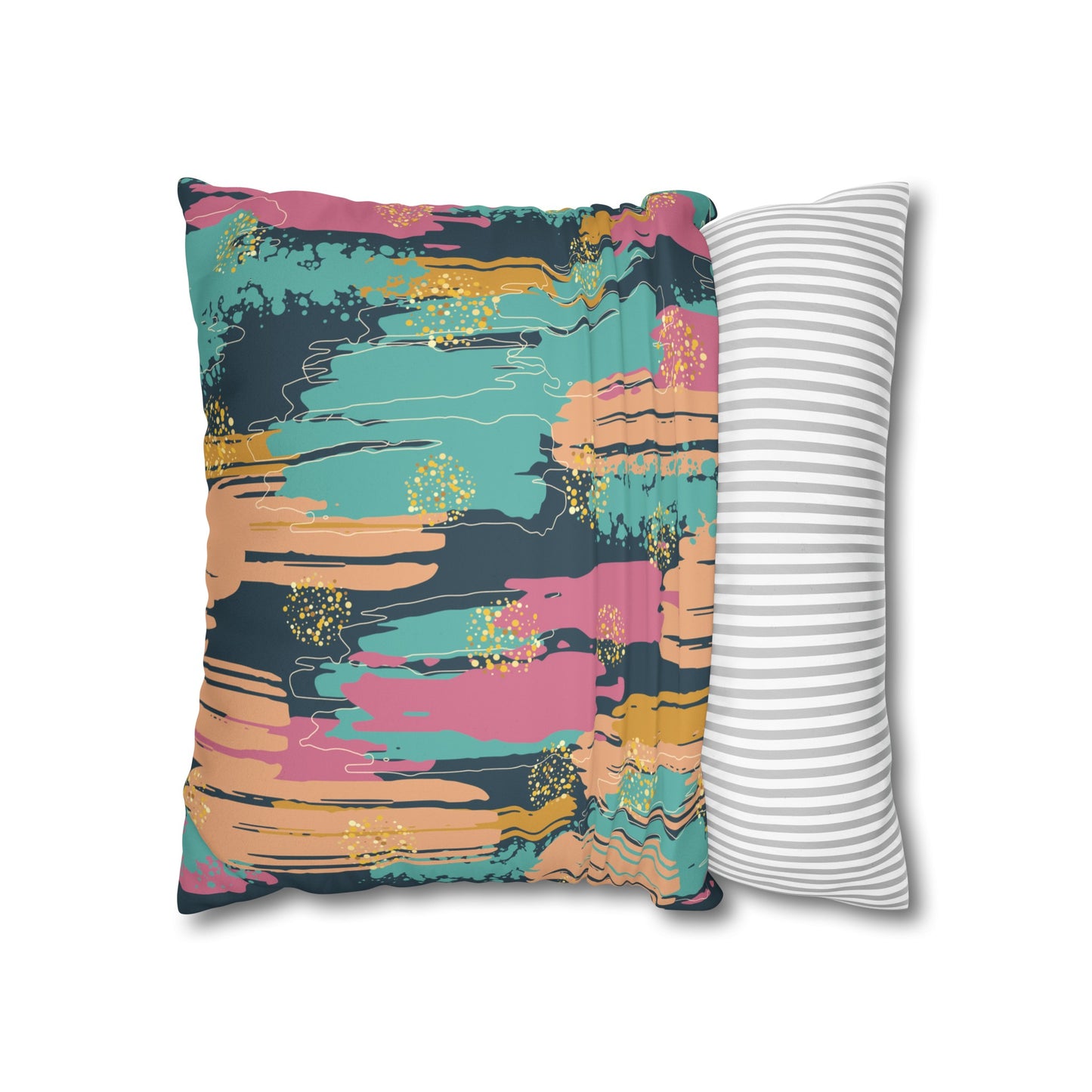 Faux Suede Pillowcase with Abstract print