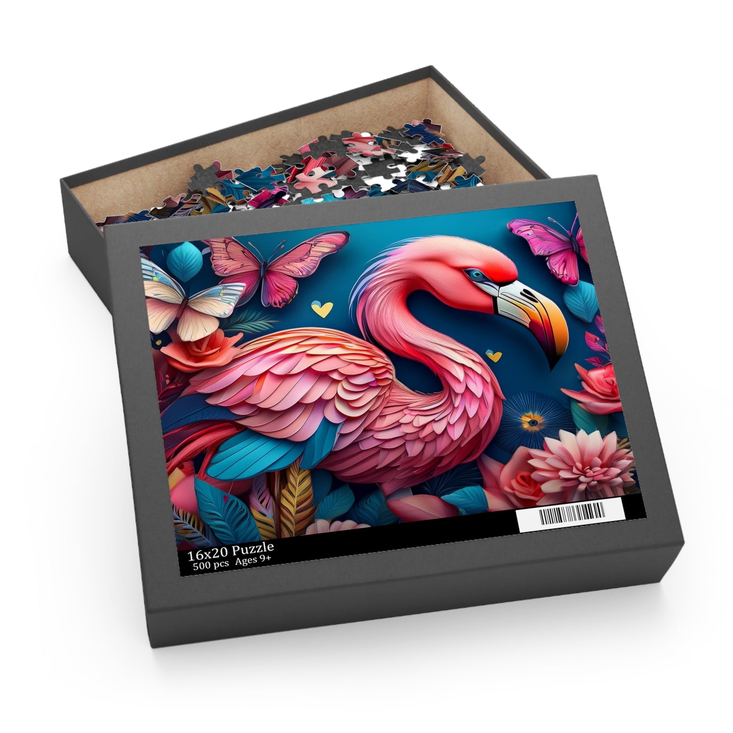 Puzzles-30 Kids Flamingo Puzzle 500-Piece  Floral Flamingo Puzzle 500-Piece, Birds Kids Puzzles Size: 16" x 20",  Ages 9+