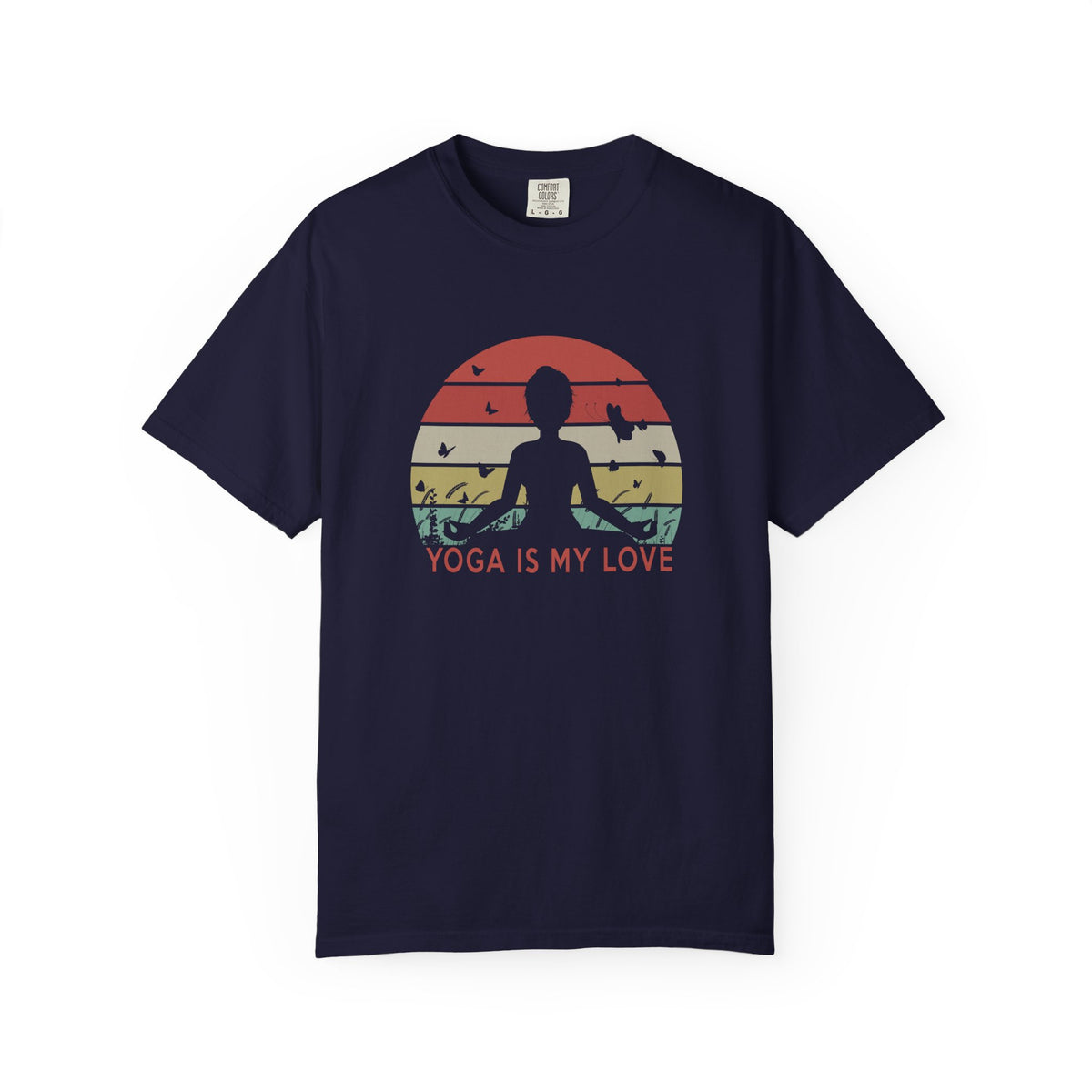 Yoga Is My Love Meditating Retro Sunset Unisex Comfort Colors Garment-Dyed Heavyweight 100 Cotton Art Design T-Shirt w190