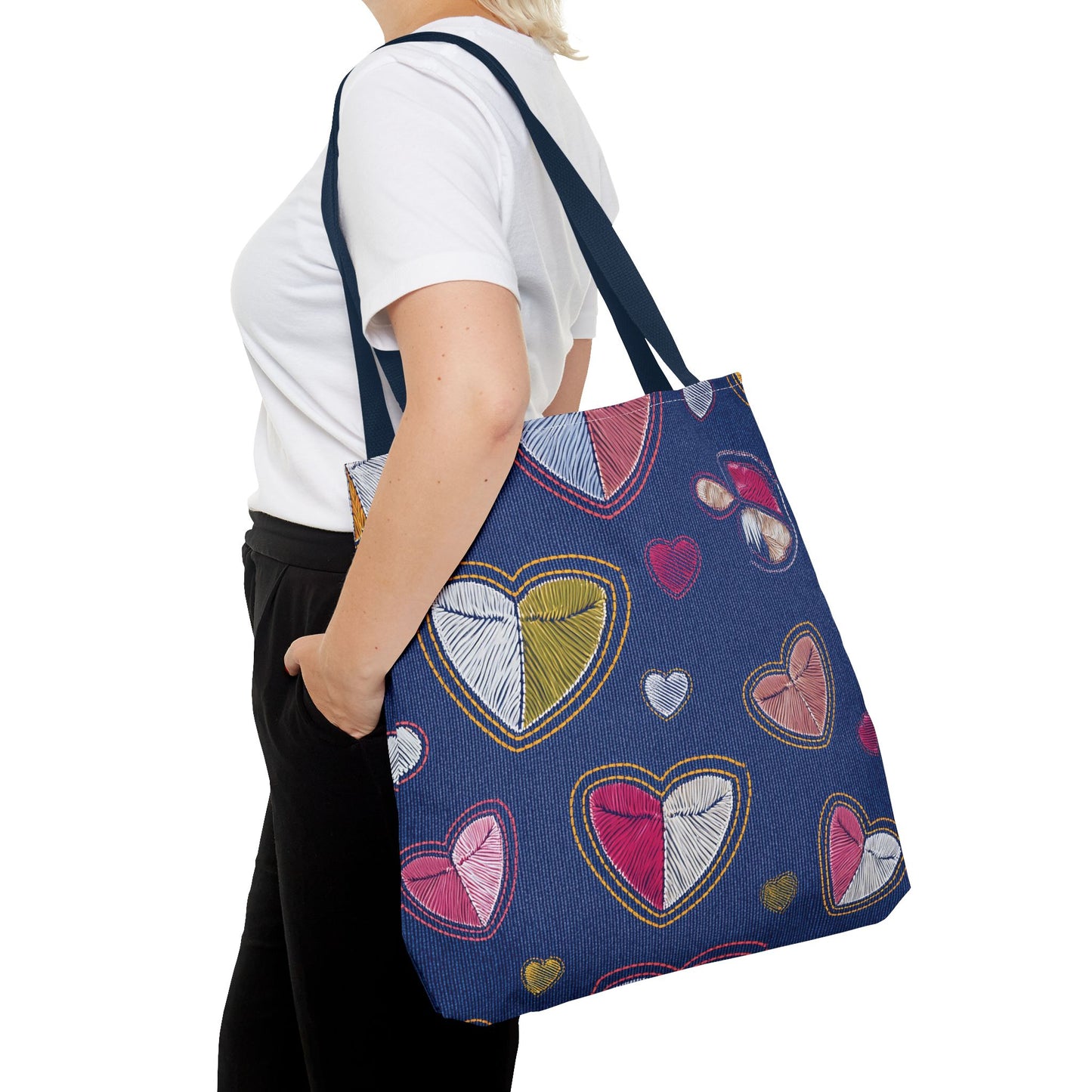 Love Day Graphic Design Denim Fabric Imitation Print Unisex Canvas Bag POLY 3 Sizes Tote Bag 201-7