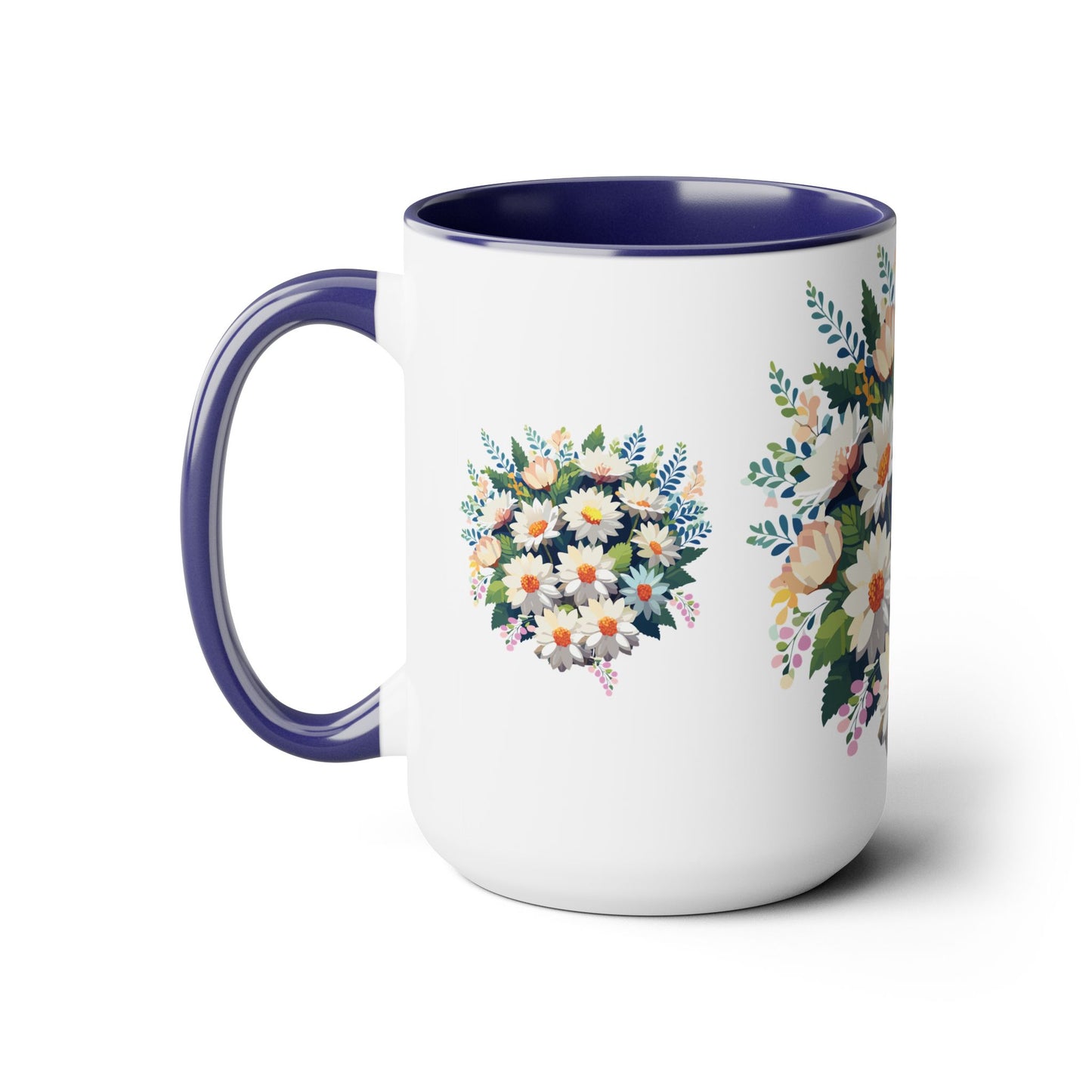 Taza de café de dos tonos con flores