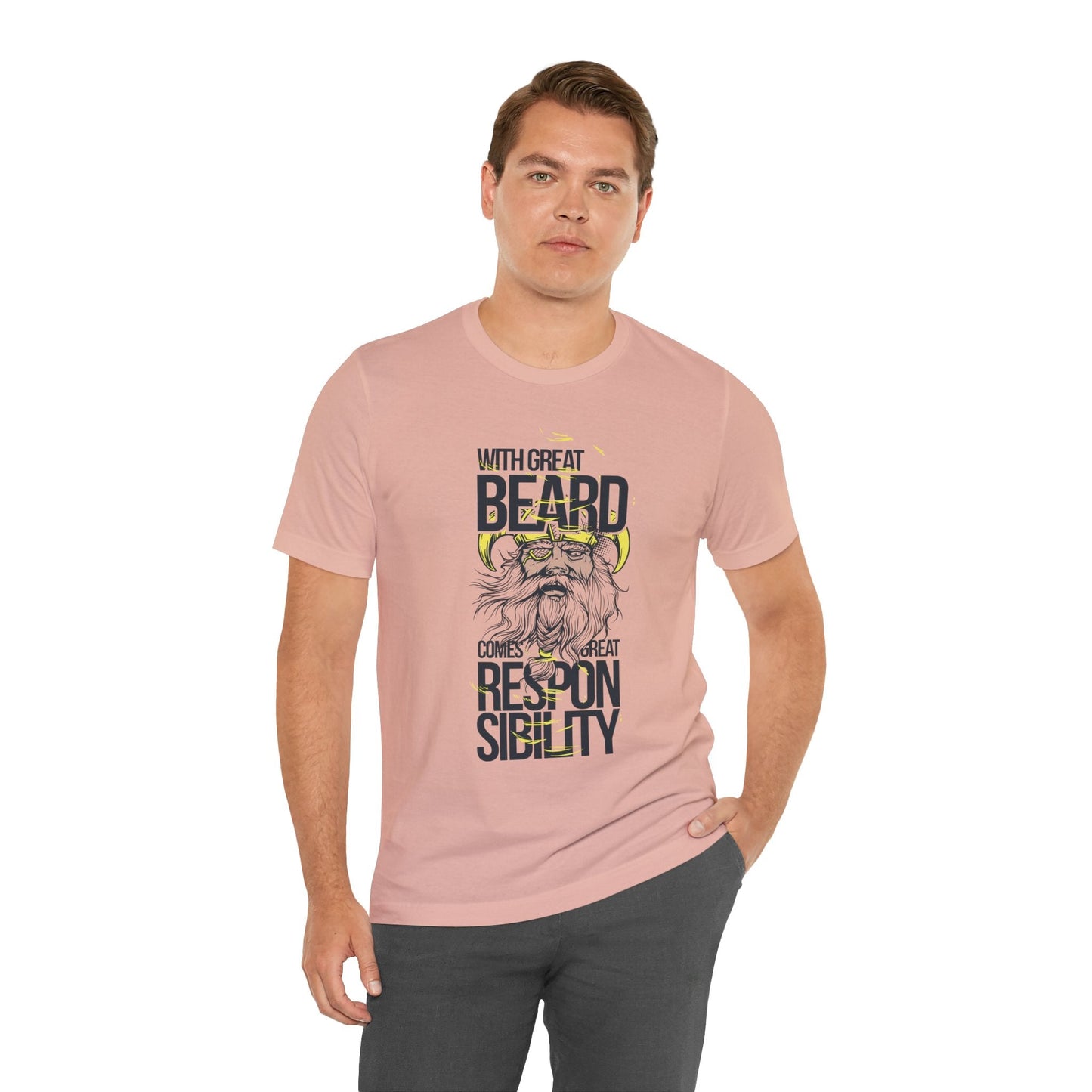 With Great Beard Comes Great Responsibility Tee Viking Beard Graphic Shirt A-2