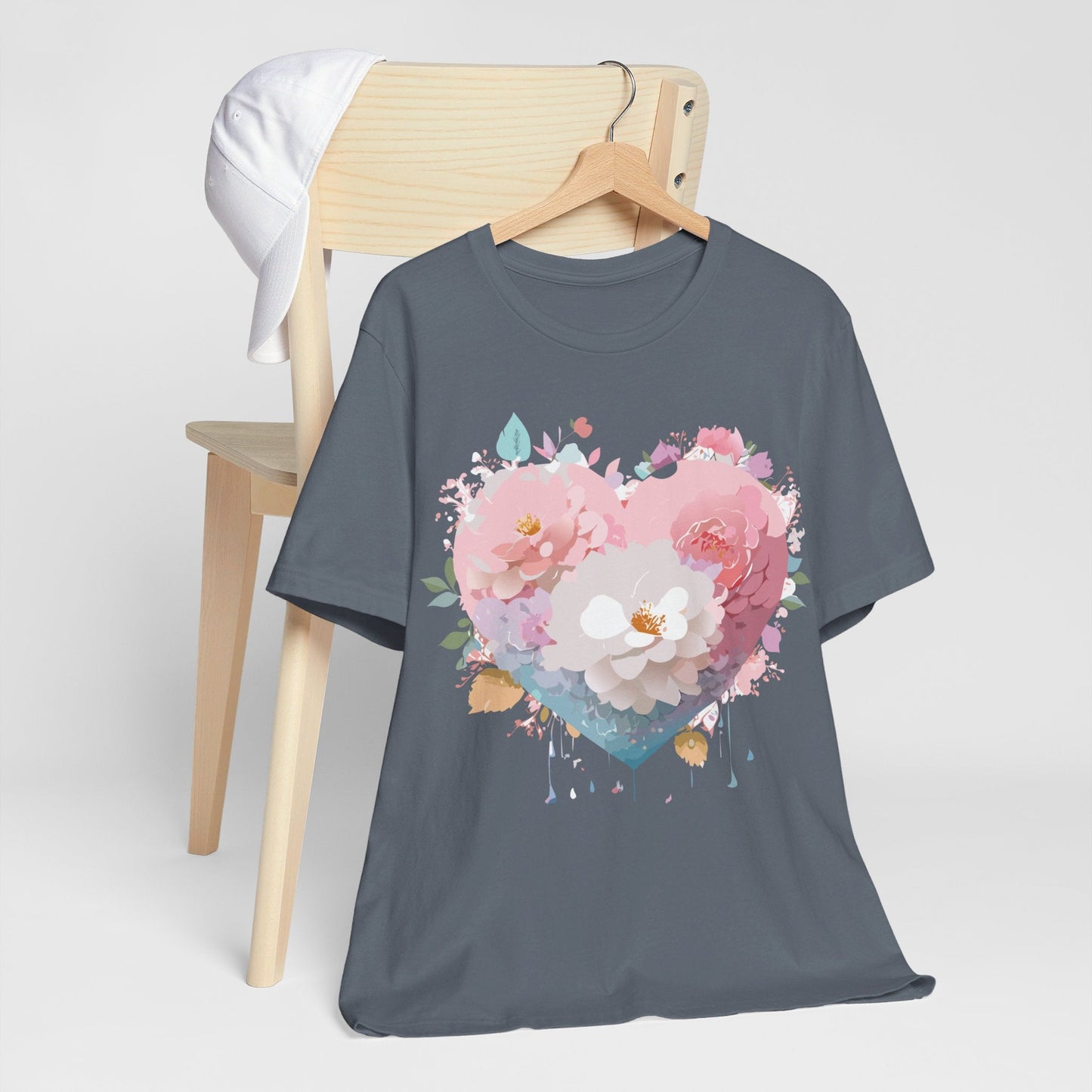 Valentine Day Graphic Unisex 100 Cotton Vintage Artwork with Love and Flower Design Tee 34