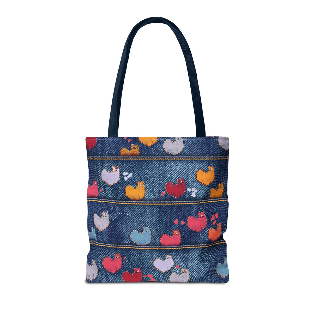 Love Day Graphic Design Denim Fabric Imitation Print Unisex Canvas Bag POLY 3 Sizes Tote Bag 201-9