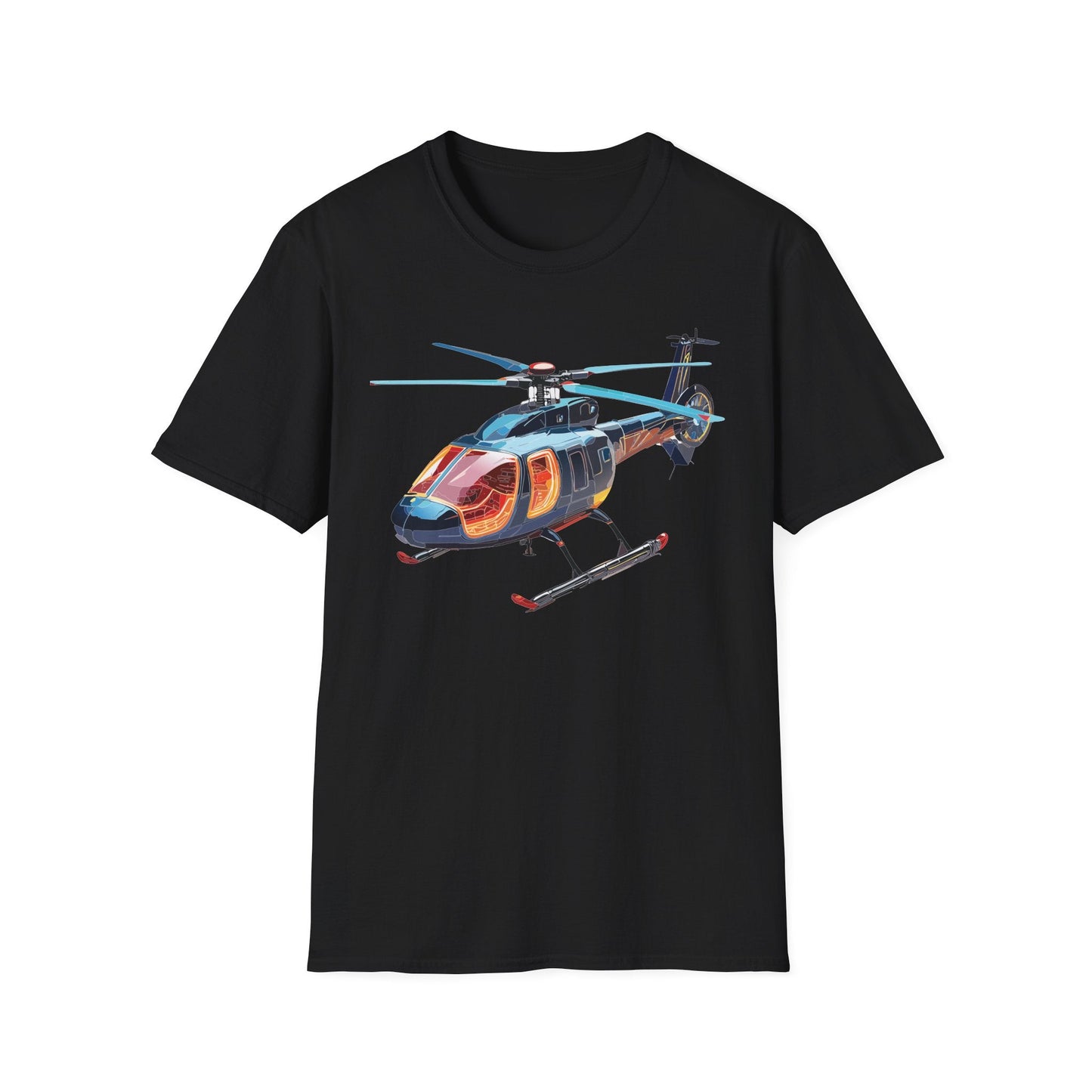 Unisex Helicopter Chopper Shirt Graphic Tee Softstyle 64000 100 Percent Ring Spun Cotton