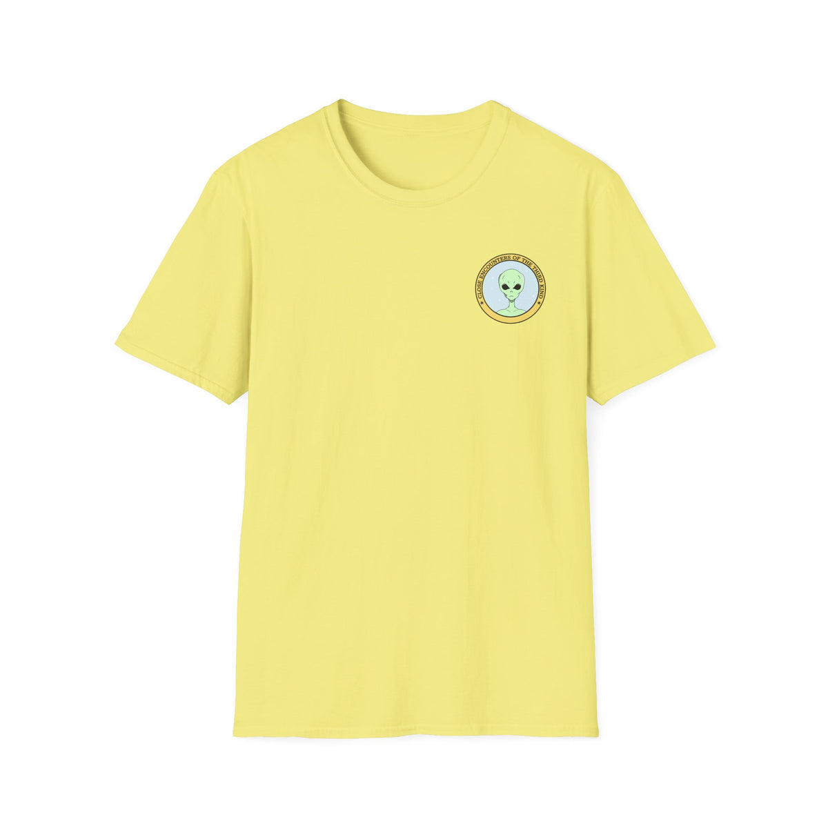 Alien Badge Small Chest Logo Retro Space Graphic Tee Gildan Unisex 100 Cotton Tee Shirt r104