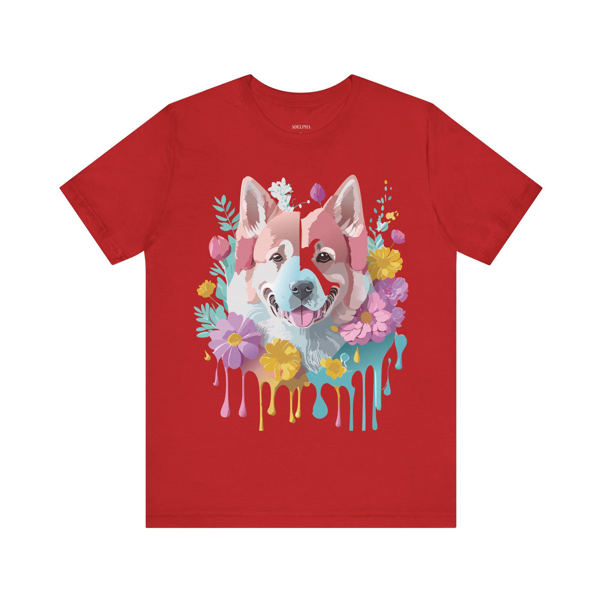Dog Graphic Unisex Cotton Bella+Canvas Tee with Art Animal Design e121