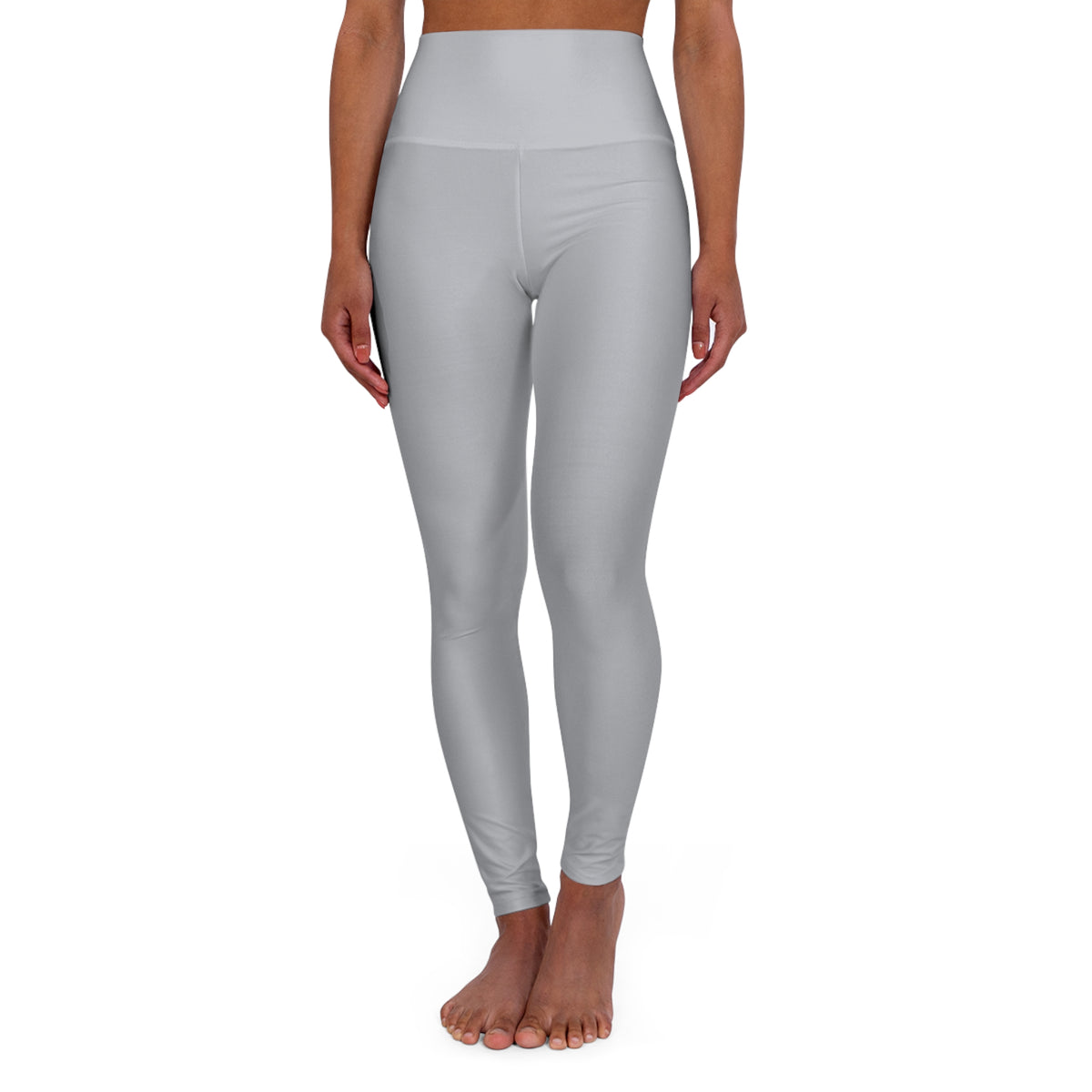 Pale Slate Grey Color High-Waist Yoga Leggings Women's Seamless Poly-Span Stretchy Pants XS-2XL