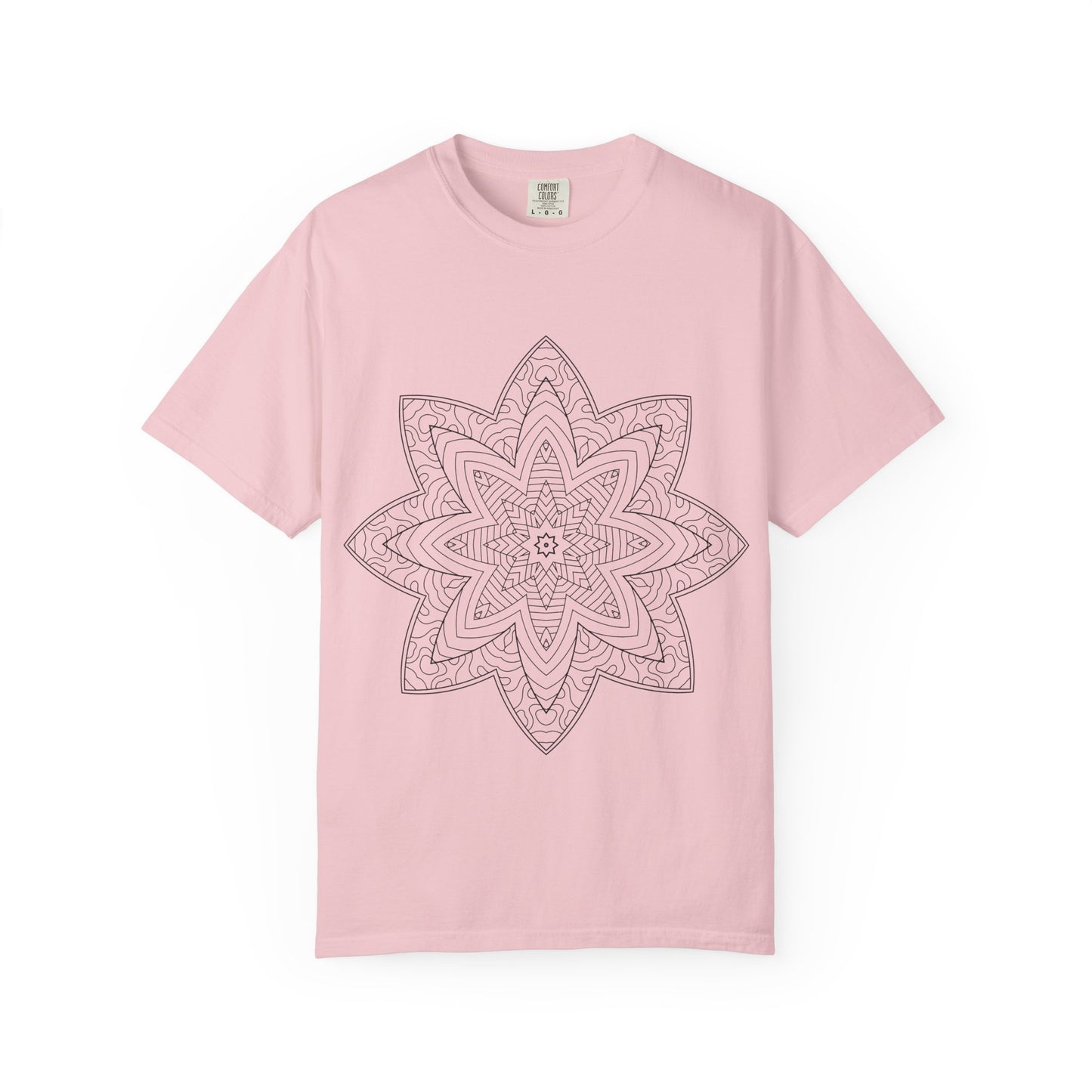 Unisex Garment Dyed Cotton T-Shirt with Mandala Graphic Design