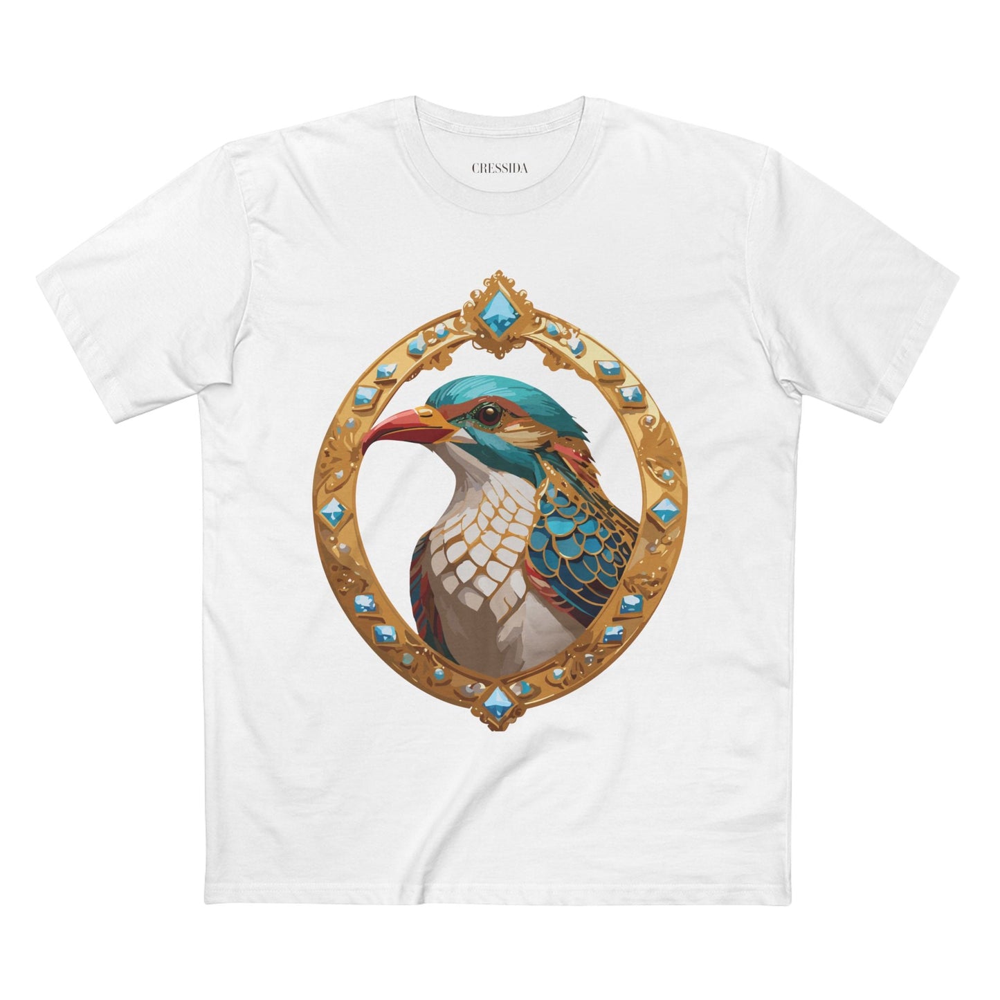 Bird Graphic Unisex 100 Cotton Tee With Unique Animal Golden Medallion Art Design 22