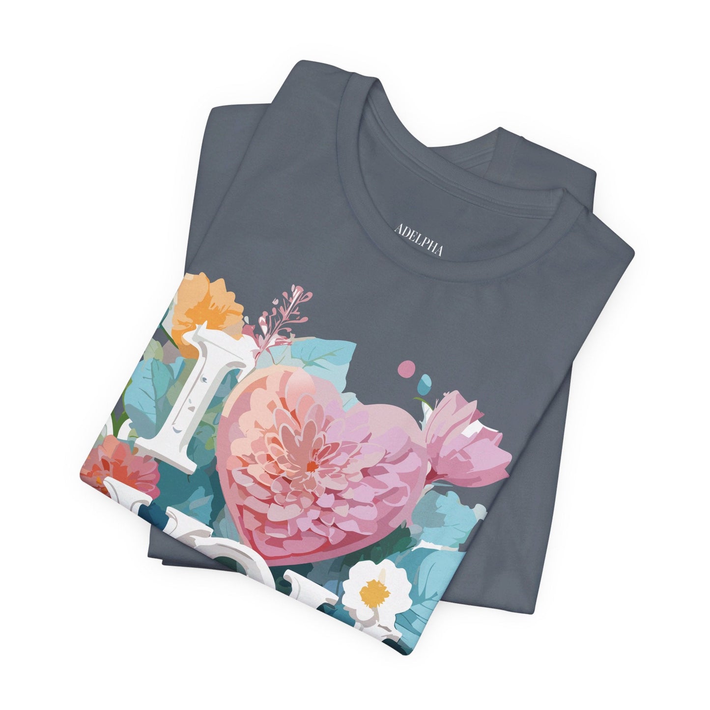 Valentine Day Graphic Unisex 100 Cotton Vintage Artwork with Love and Flower Design Tee 9