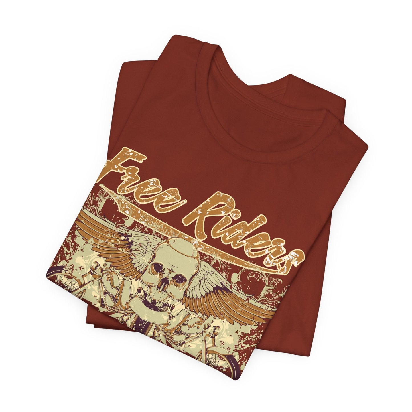 Free Riders Skull Motorcycle Tee Biker Graphic Art Design T-Shirt A-1