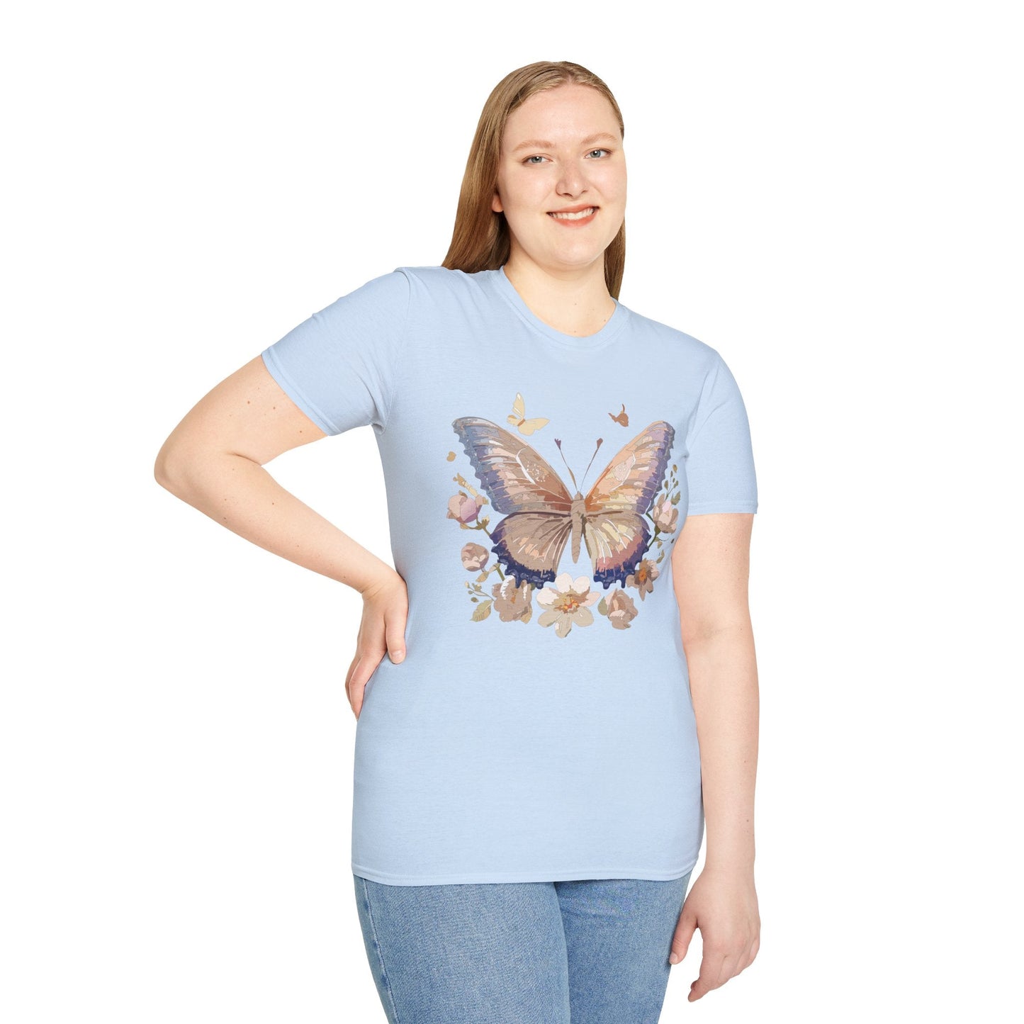 Butterfly T Shirt Unisex Softstyle Monarch Design 100 Percent Cotton Tee For Everyday Comfort