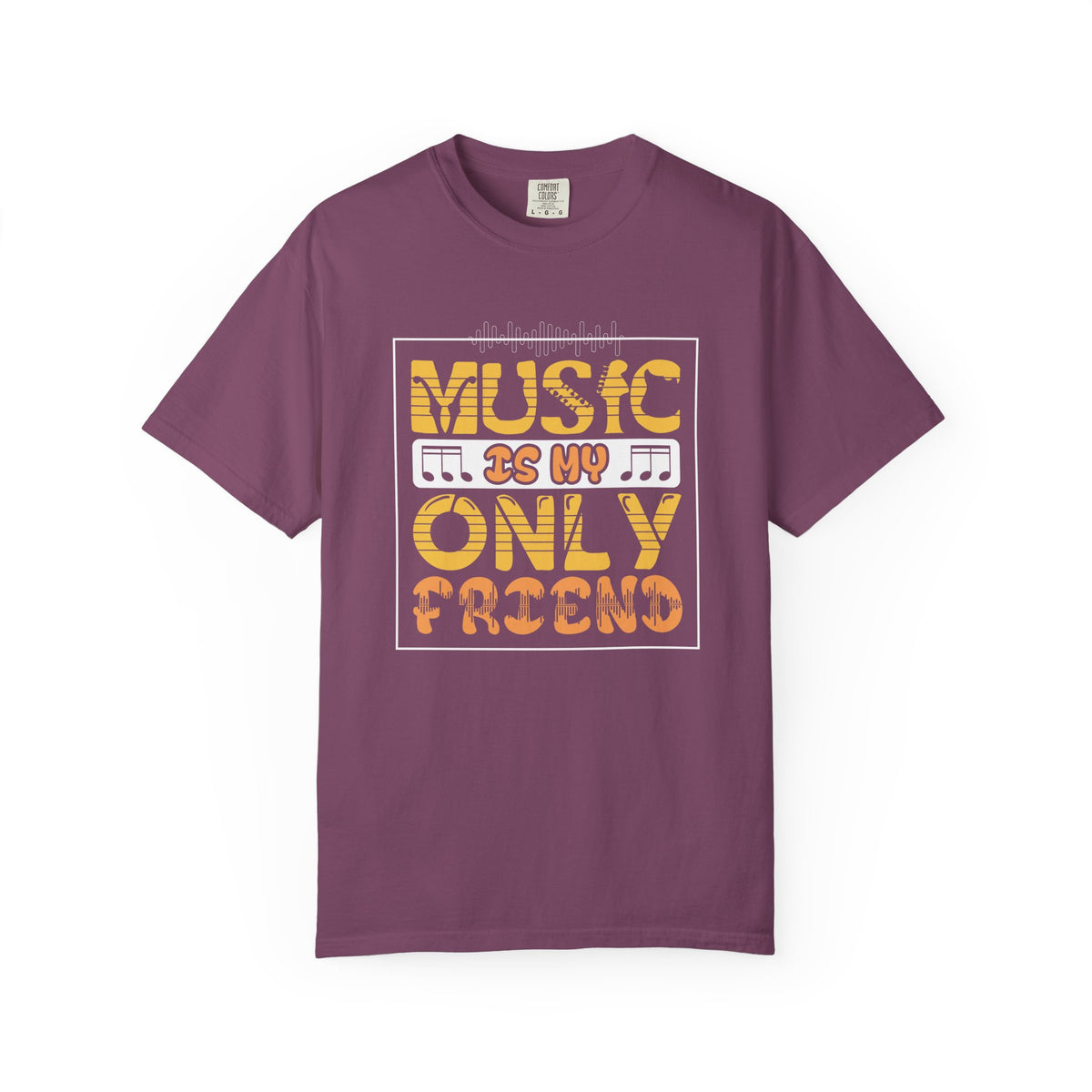 Music Is My Only Friend T-Shirt Retro Typography Musical Notes Unisex Cotton Tee 069