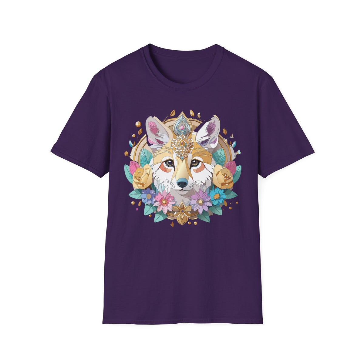 Boho Fox Face T-Shirt | Floral Mandala Fox Tee