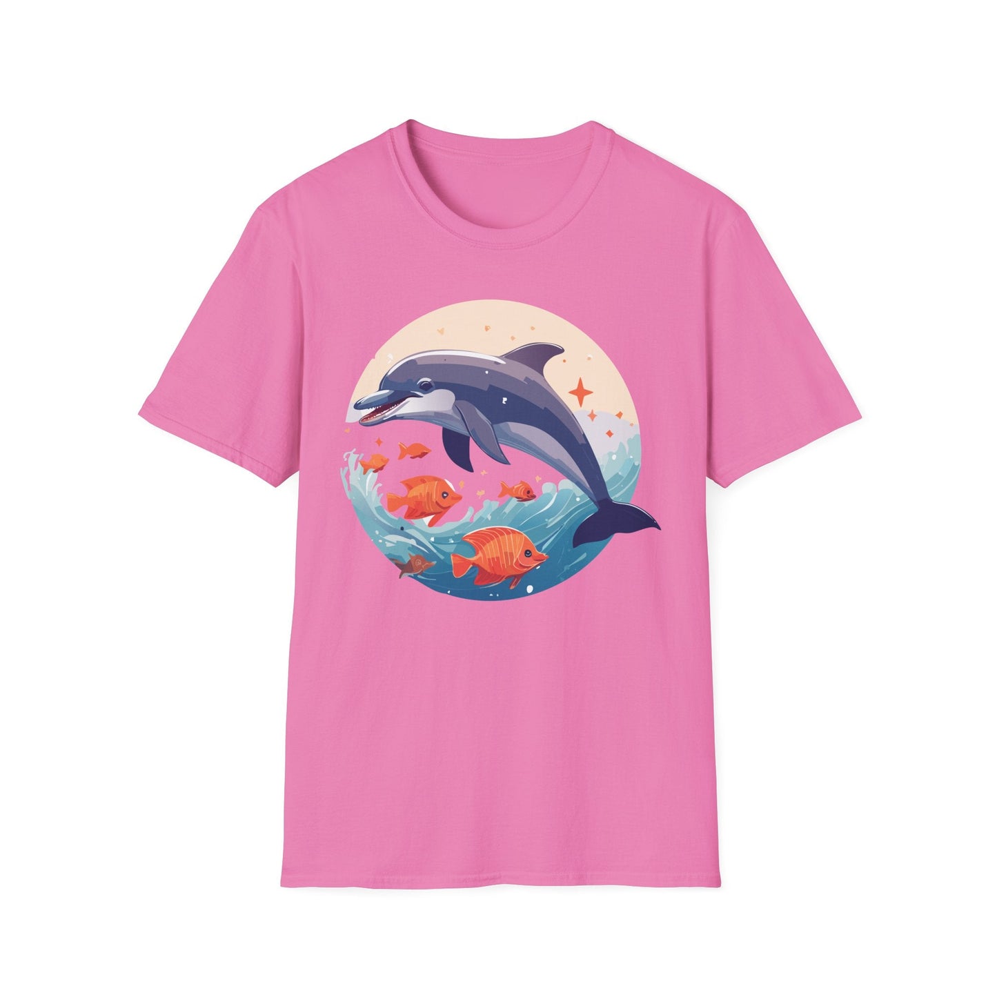 Unisex Dolphin Shirt Gildan Softstyle 64000 Short Sleeve Fish Tee With Dolphin Graphic