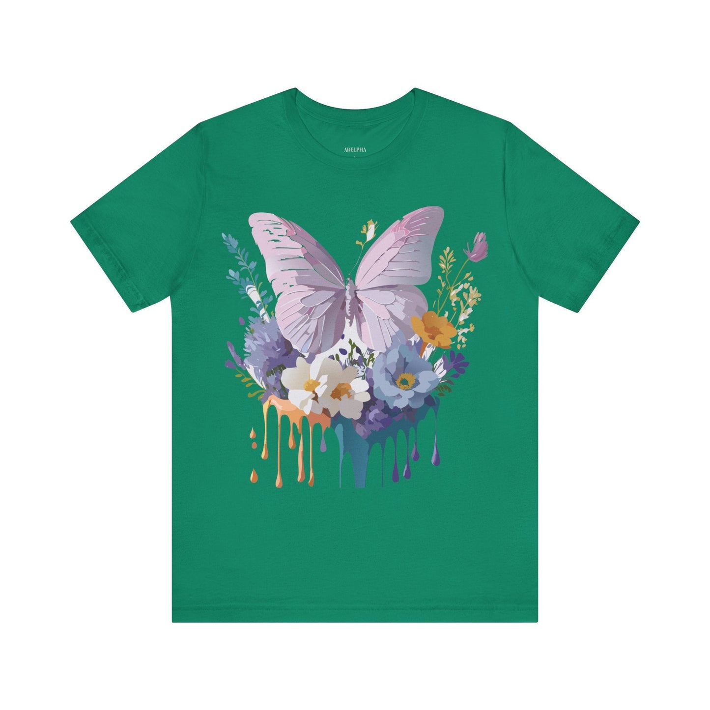 Butterfly Graphic Unisex 100 Cotton Lightweight Vintage Floral Design Jersey Tee 45